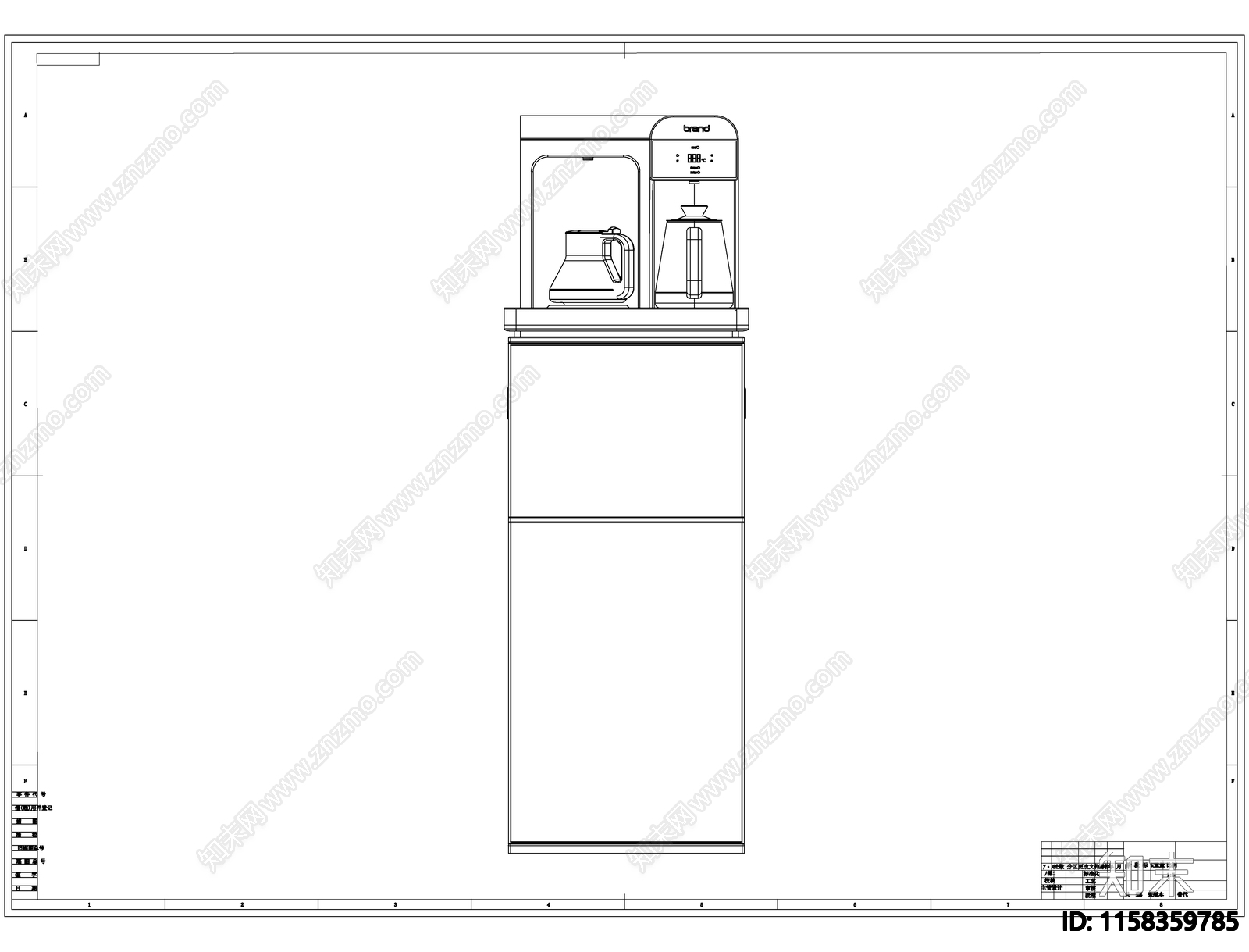 茶吧机线稿图设计cad施工图下载【ID:1158359785】