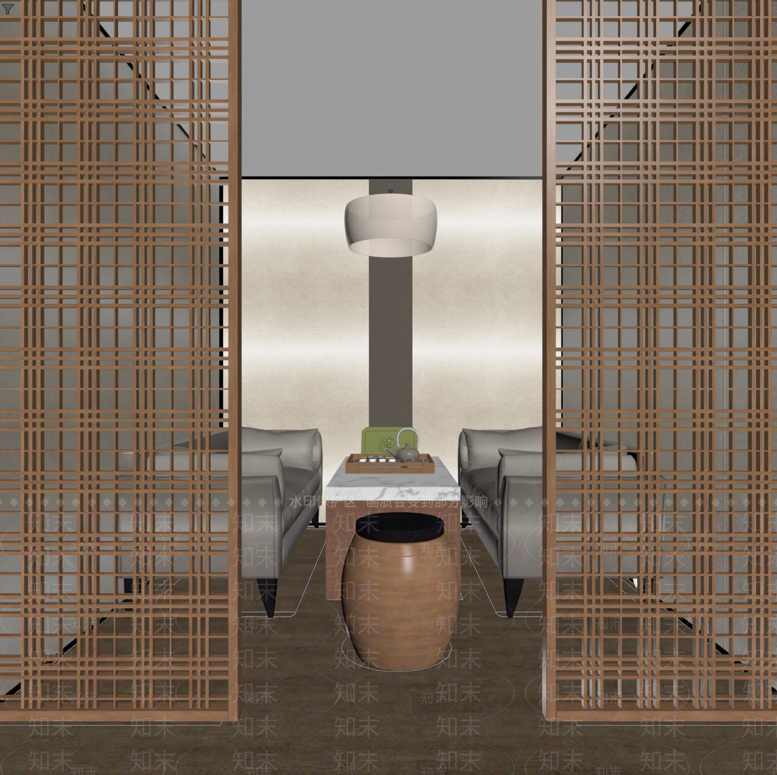 现代茶室隔断SU模型下载【ID:1158360004】