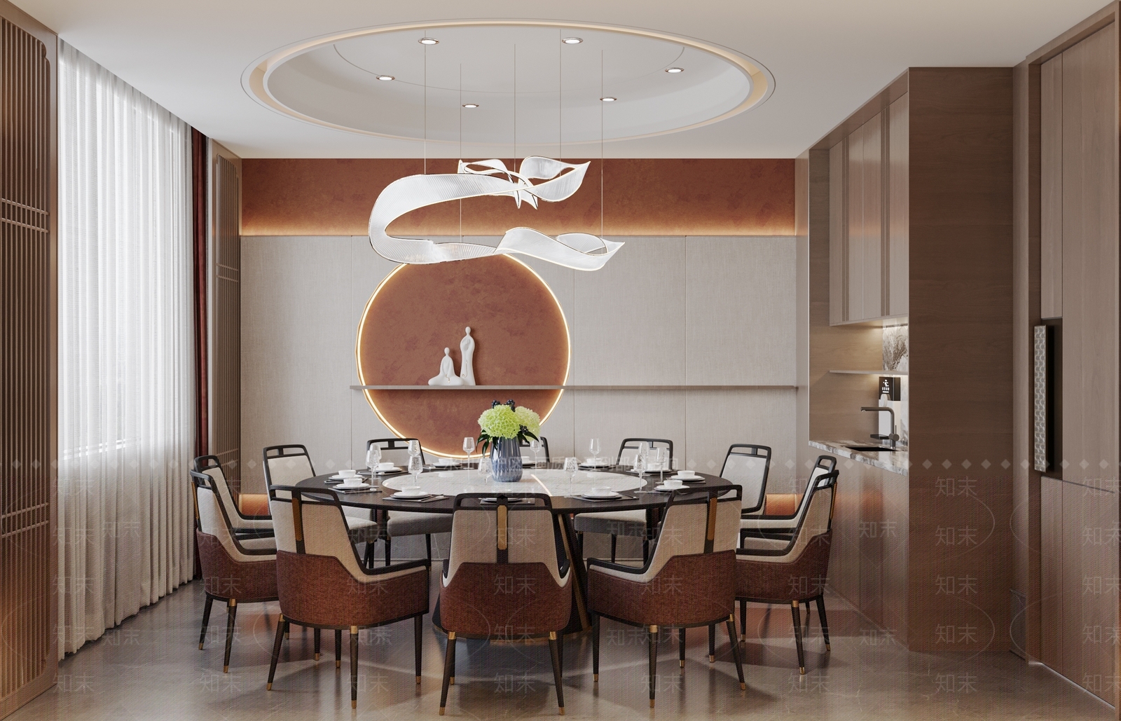 新中式餐饮包间包厢3D模型下载【ID:1158360449】