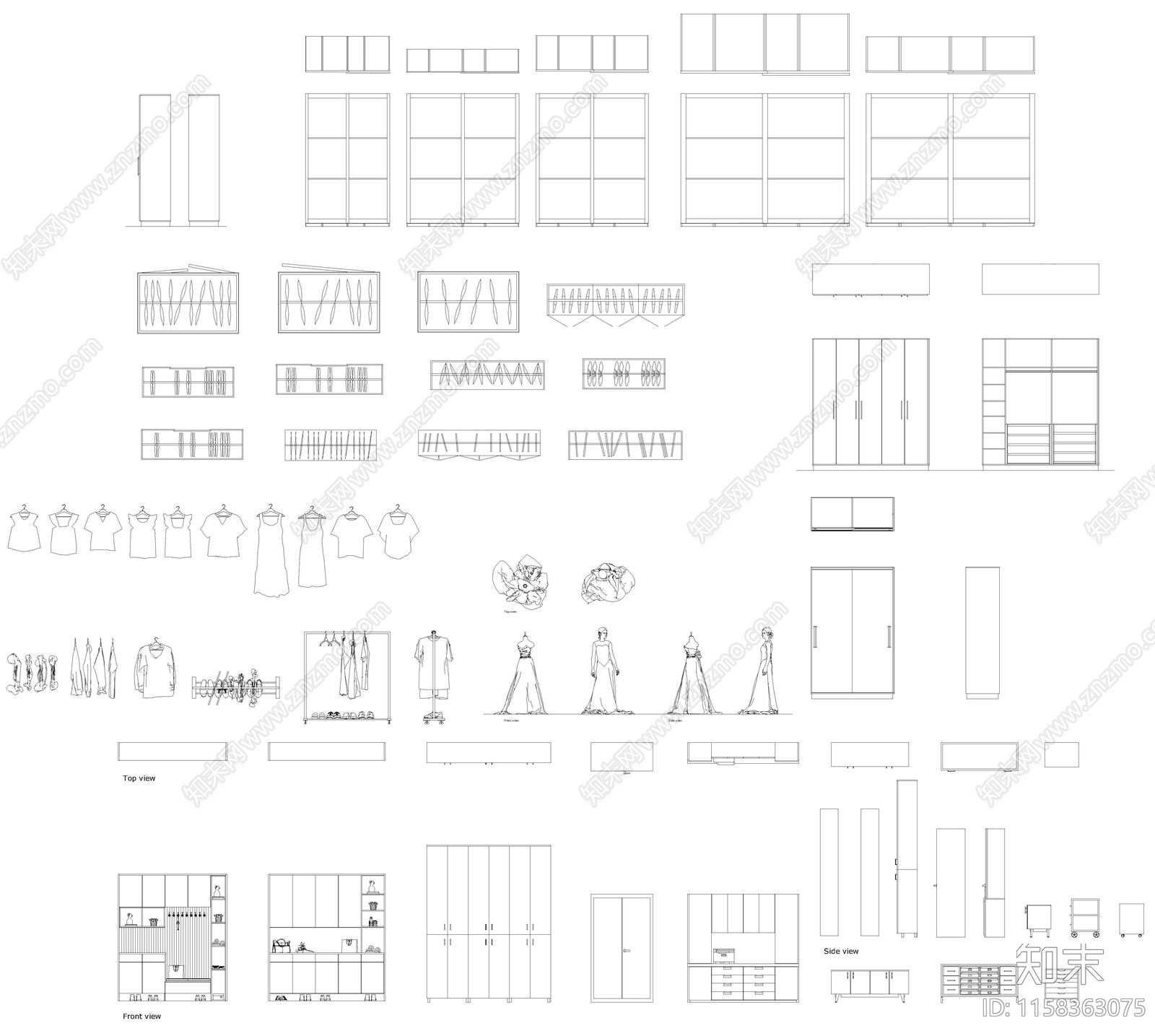 衣柜衣服图库cad施工图下载【ID:1158363075】