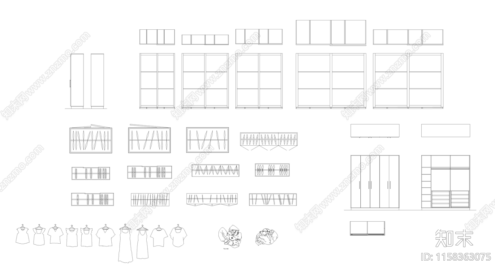 衣柜衣服图库cad施工图下载【ID:1158363075】