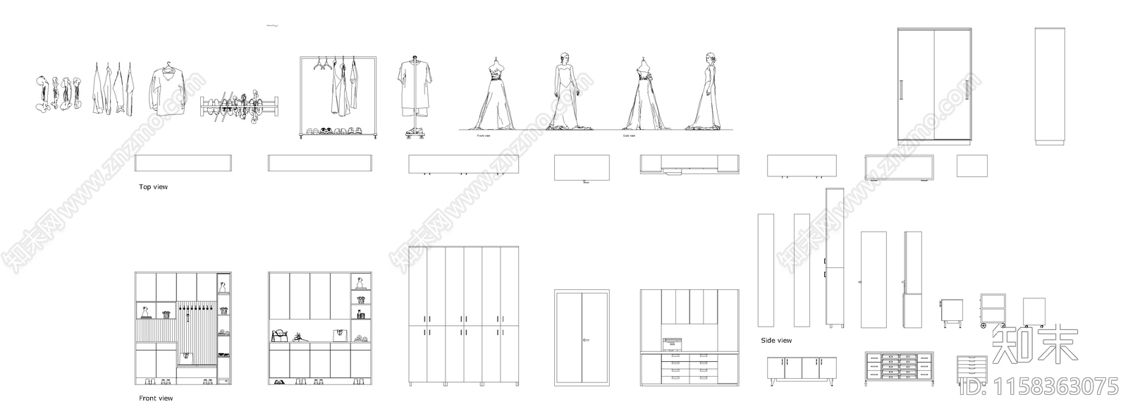 衣柜衣服图库cad施工图下载【ID:1158363075】