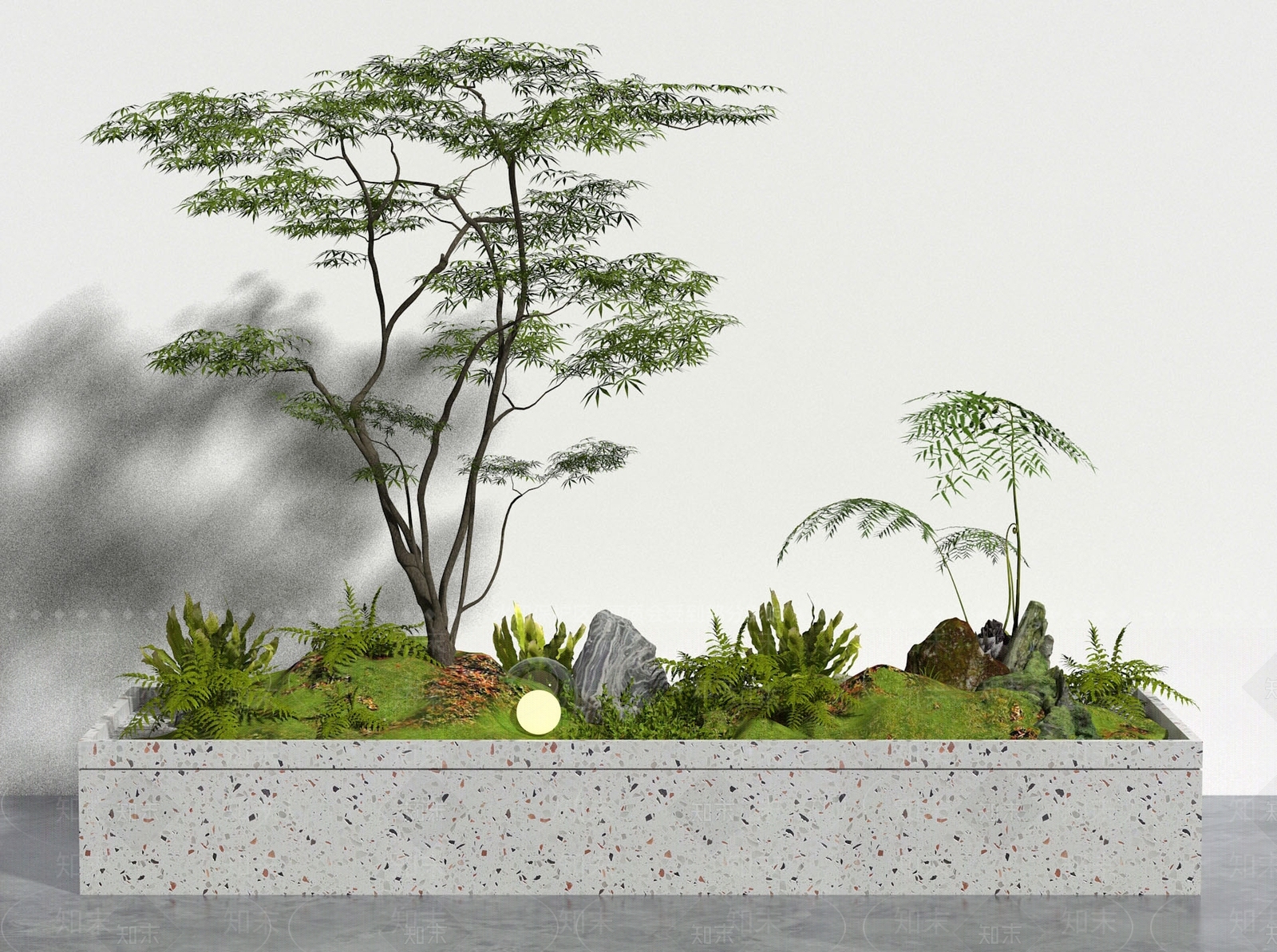 现代绿植盆栽景观3D模型下载【ID:1158364434】