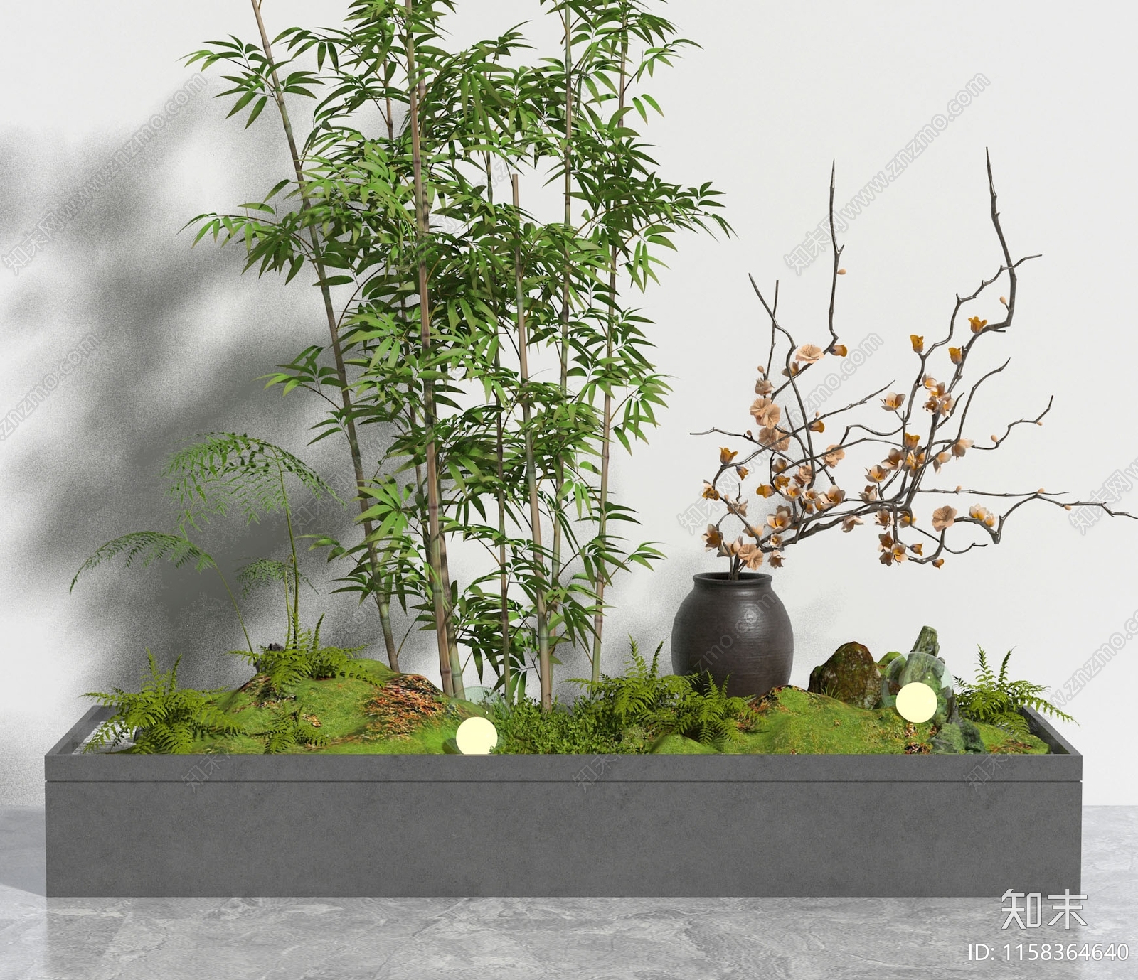 现代竹子绿植盆栽景观3D模型下载【ID:1158364640】