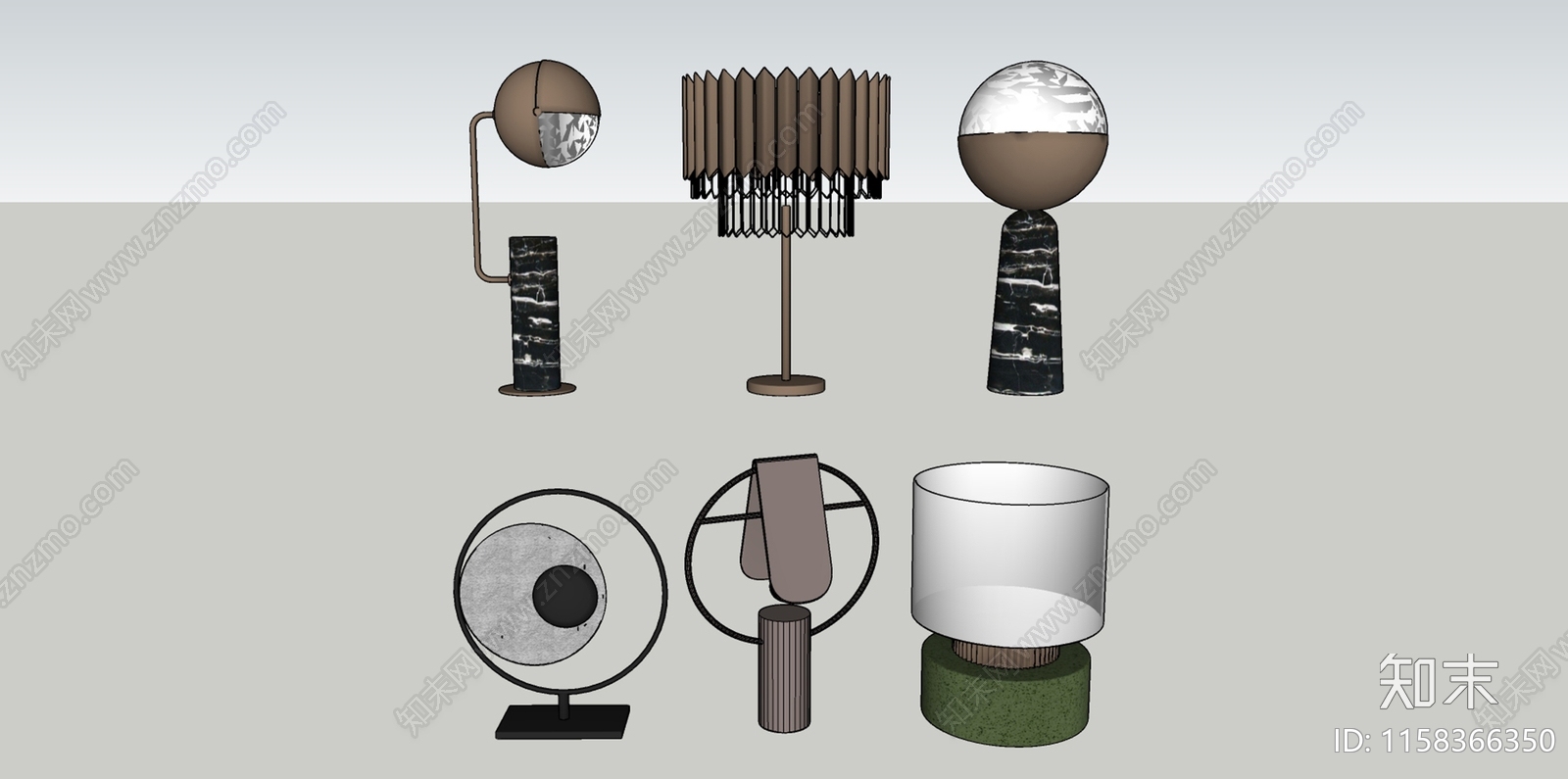 现代台灯组合SU模型下载【ID:1158366350】