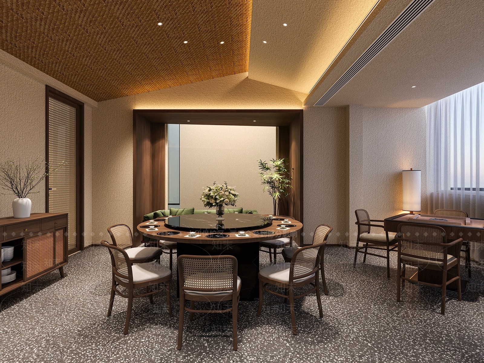 侘寂风餐厅包厢3D模型下载【ID:1158369279】