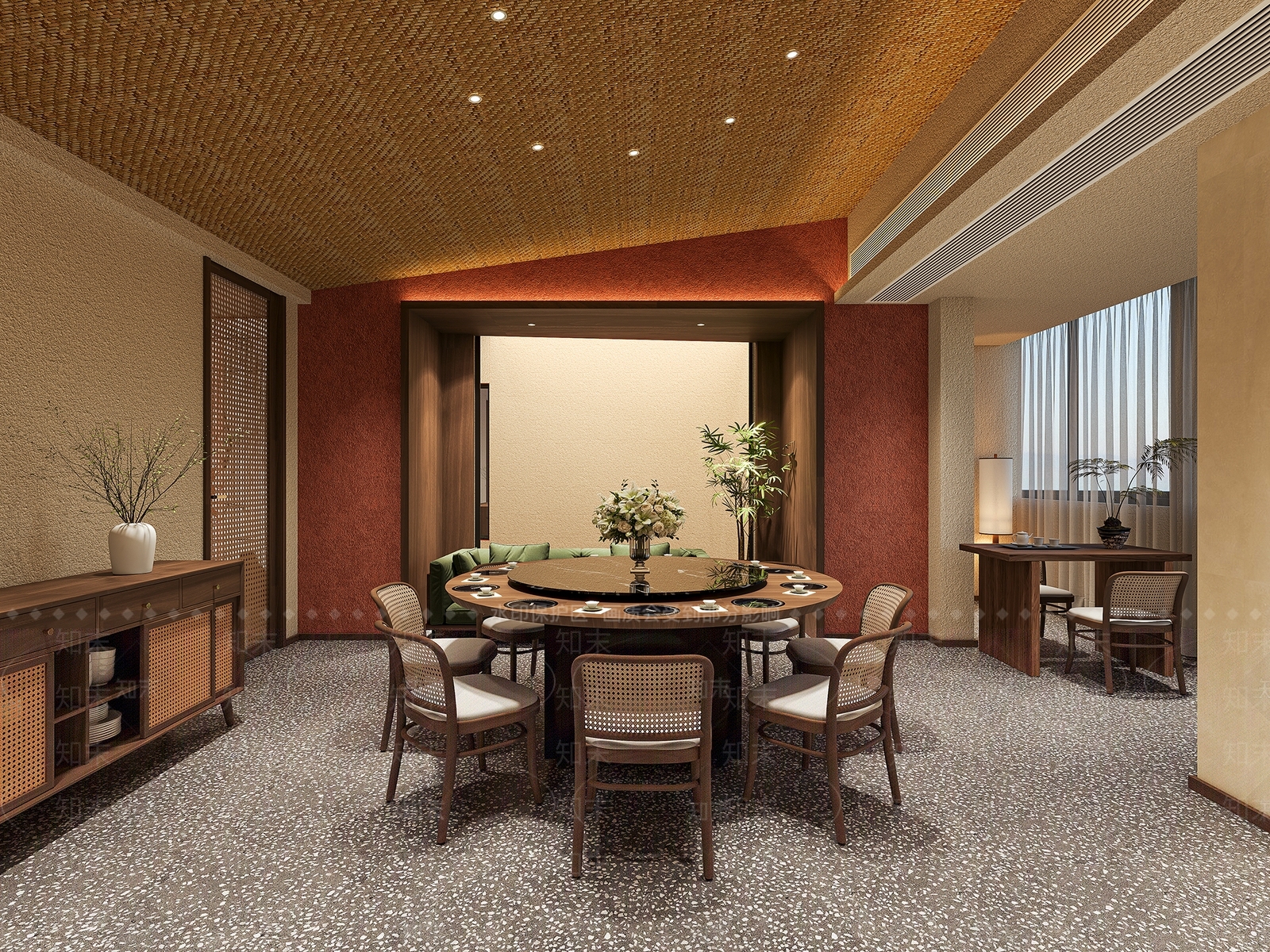 侘寂风餐厅包厢3D模型下载【ID:1158369279】