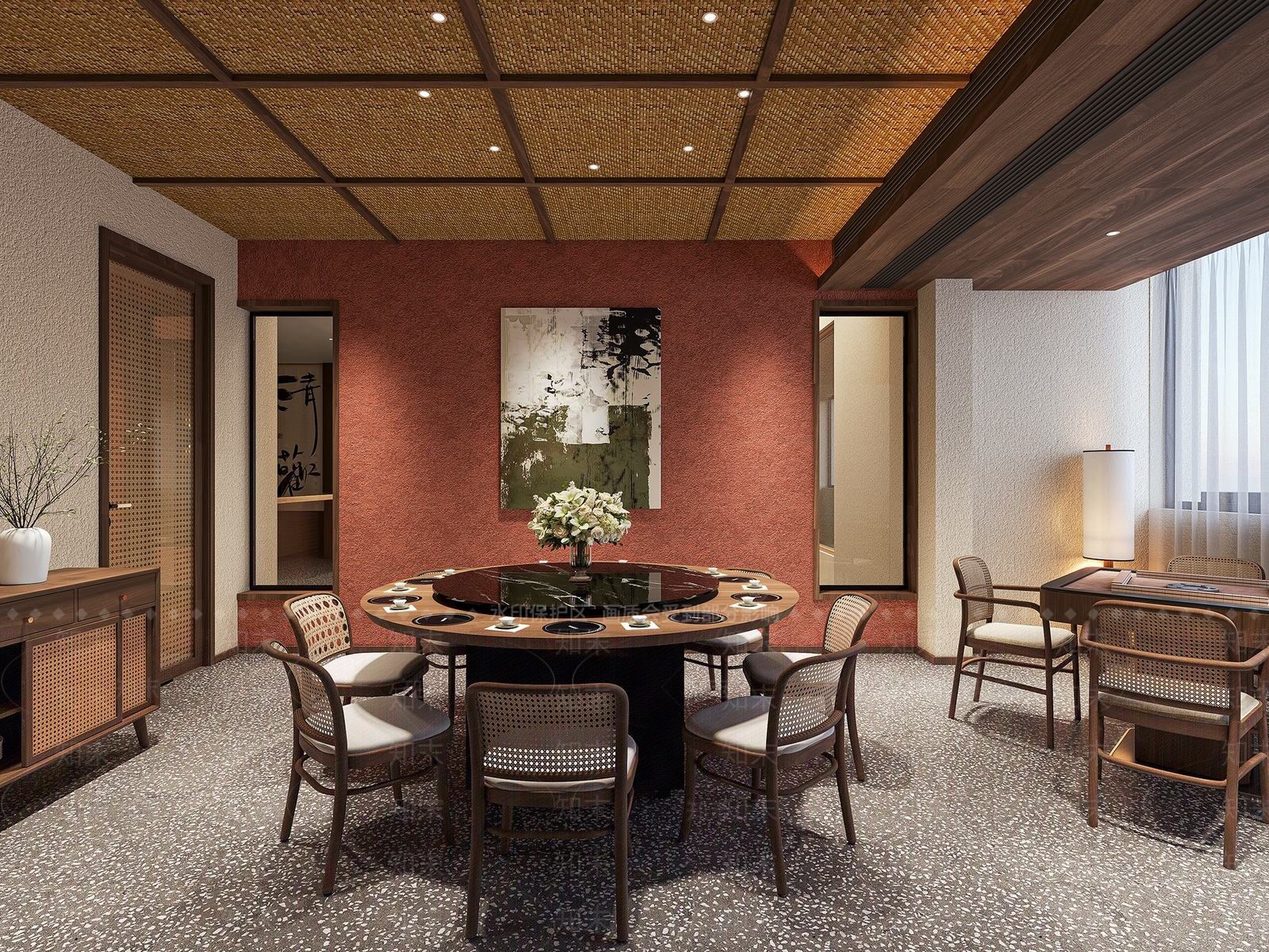 侘寂风餐厅包厢3D模型下载【ID:1158369279】