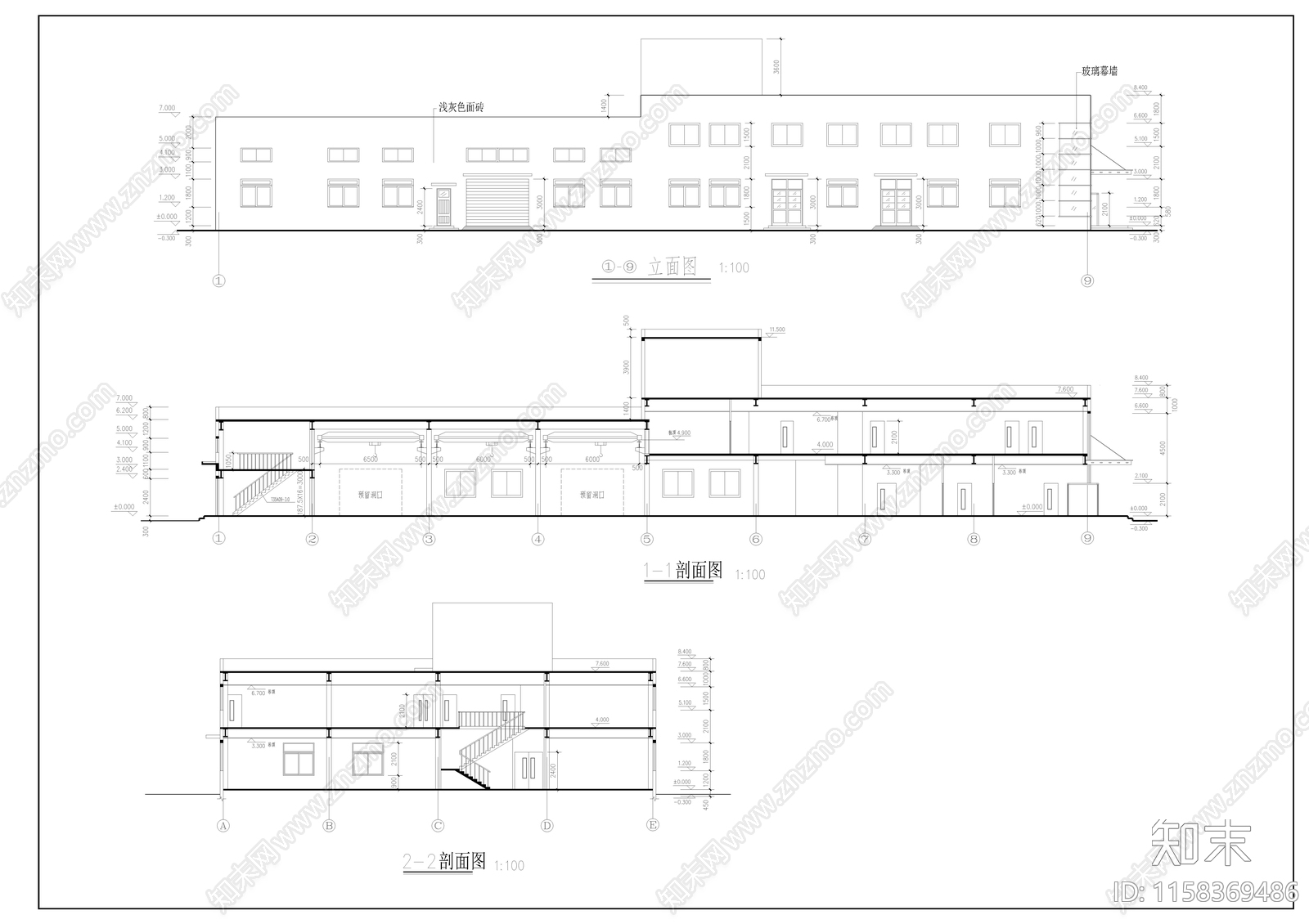 车间建筑cad施工图下载【ID:1158369486】