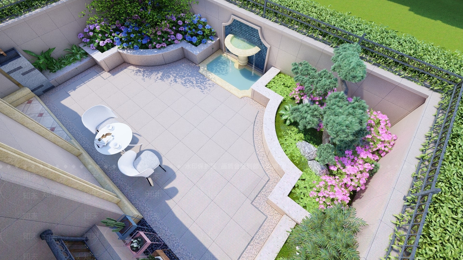 欧式庭院景观SU模型下载【ID:1158434793】