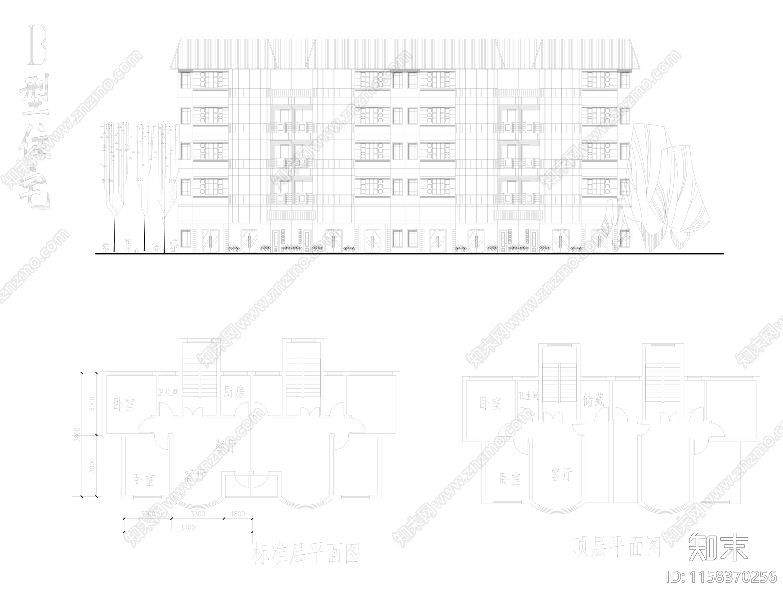 某规划建筑单体图纸cad施工图下载【ID:1158370256】