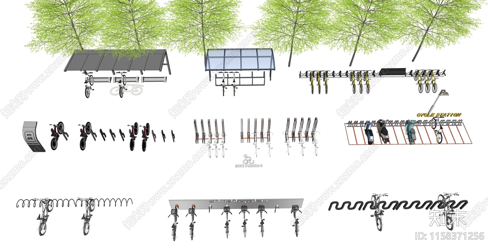 现代自行车停车架SU模型下载【ID:1158371256】