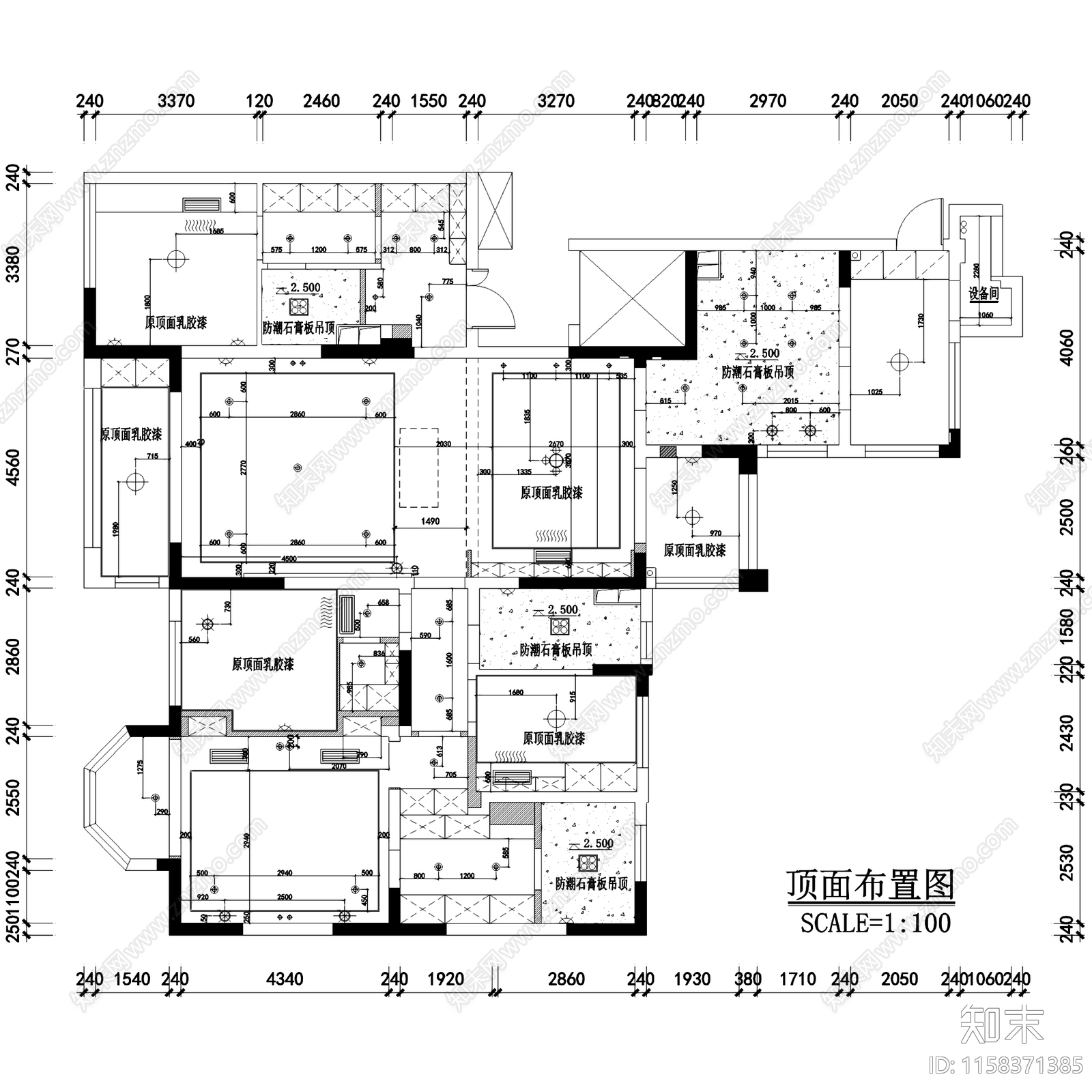 现代简约四室两厅大平层室内家装cad施工图下载【ID:1158371385】