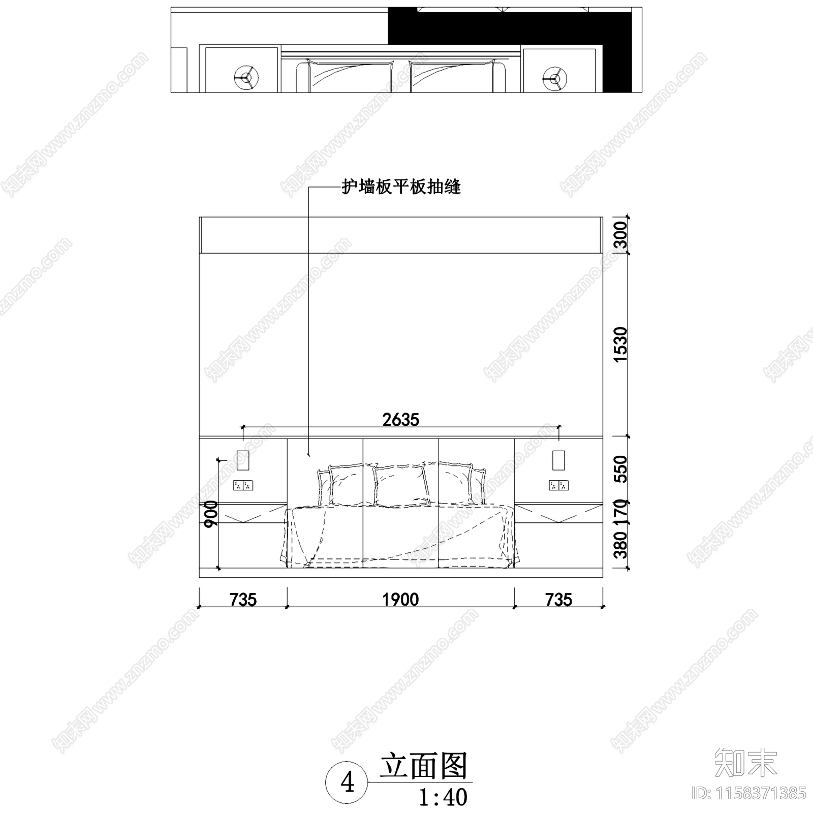 现代简约四室两厅大平层室内家装cad施工图下载【ID:1158371385】