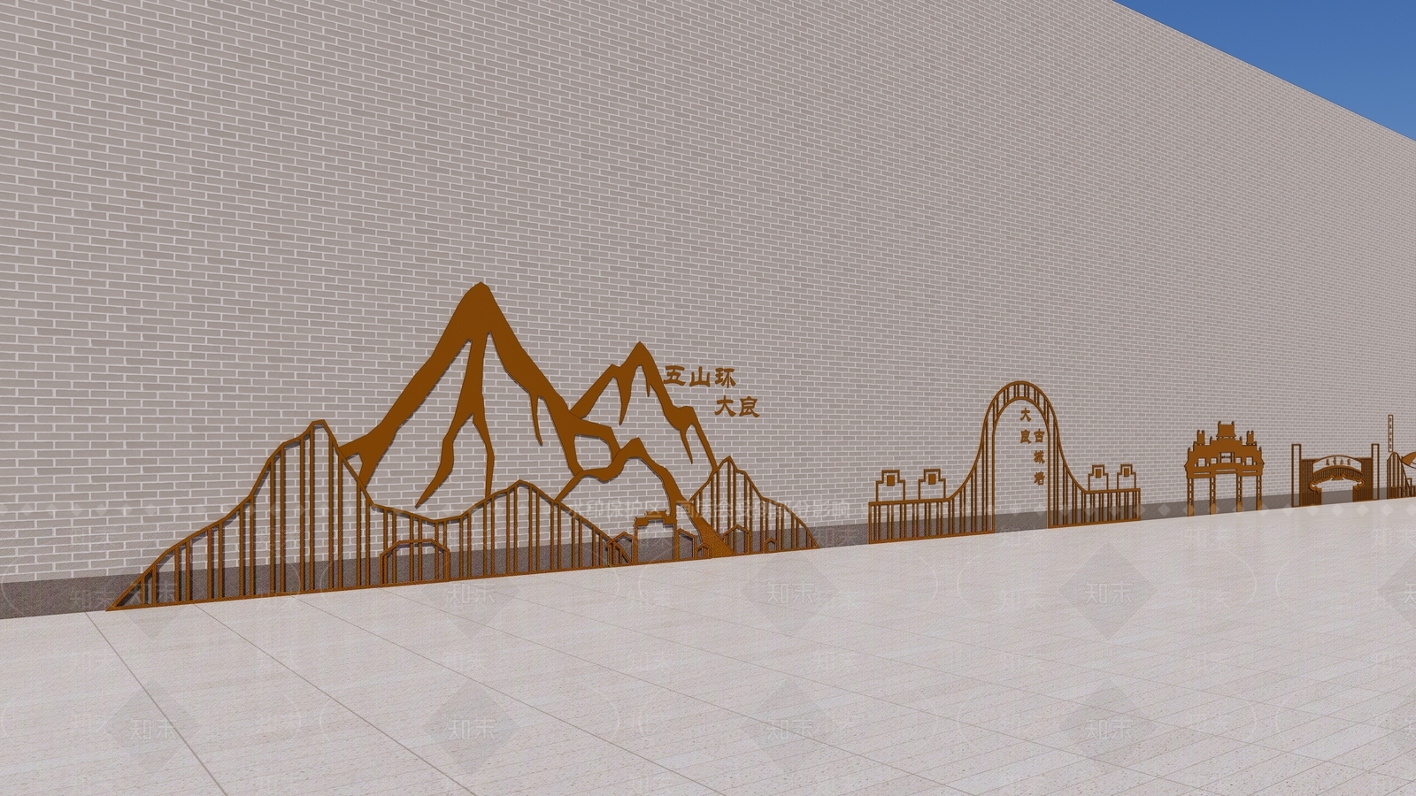 新中式佛山顺德大良特色岭南景墙剪影SU模型下载【ID:1158683692】
