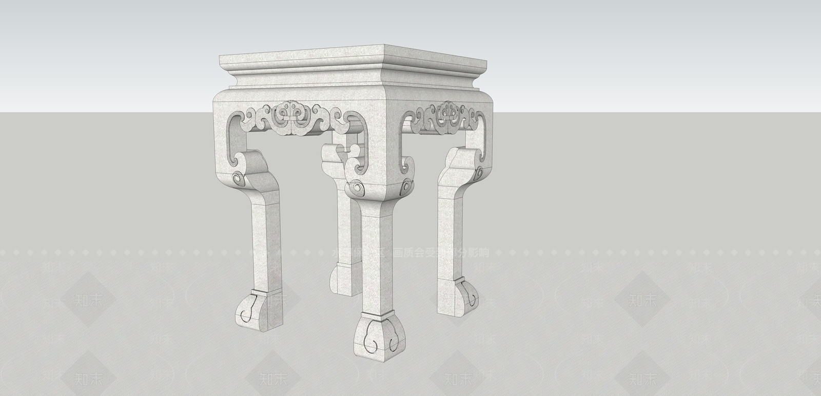 中式石雕盆景石架SU模型下载【ID:1158373228】