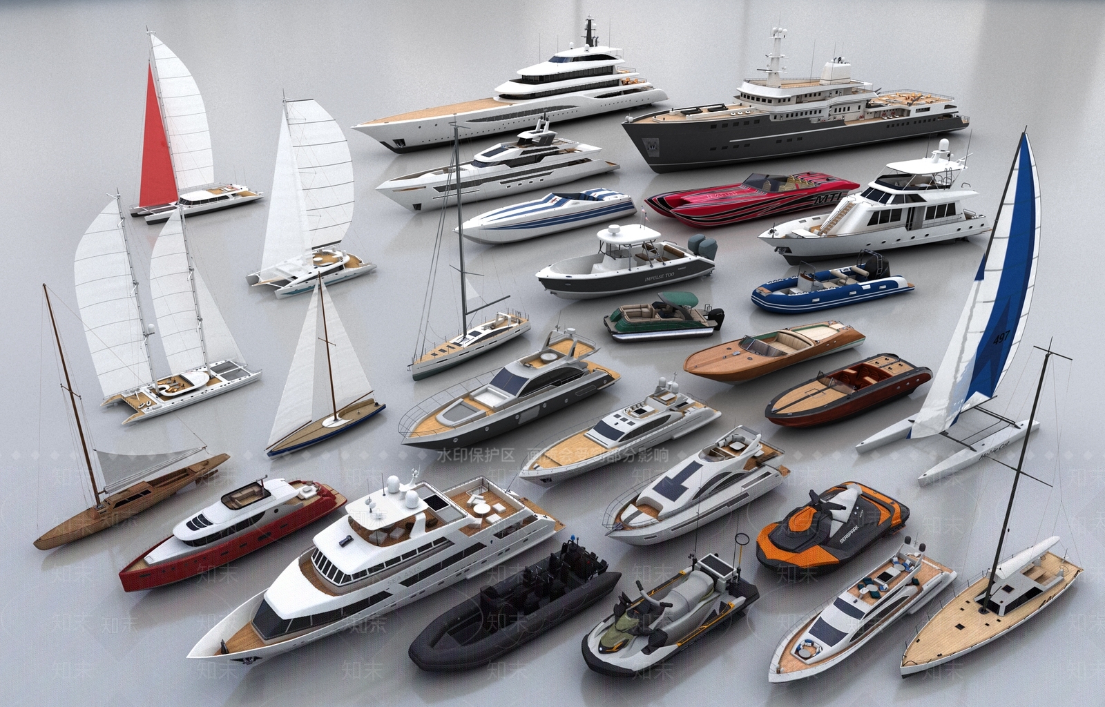 现代帆船3D模型下载【ID:1158378082】