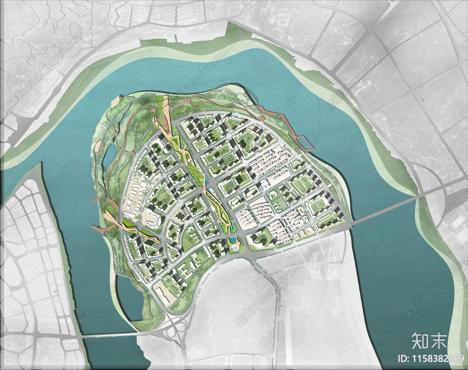 psd免抠滨水住宅区彩色总图下载【ID:1158382369】