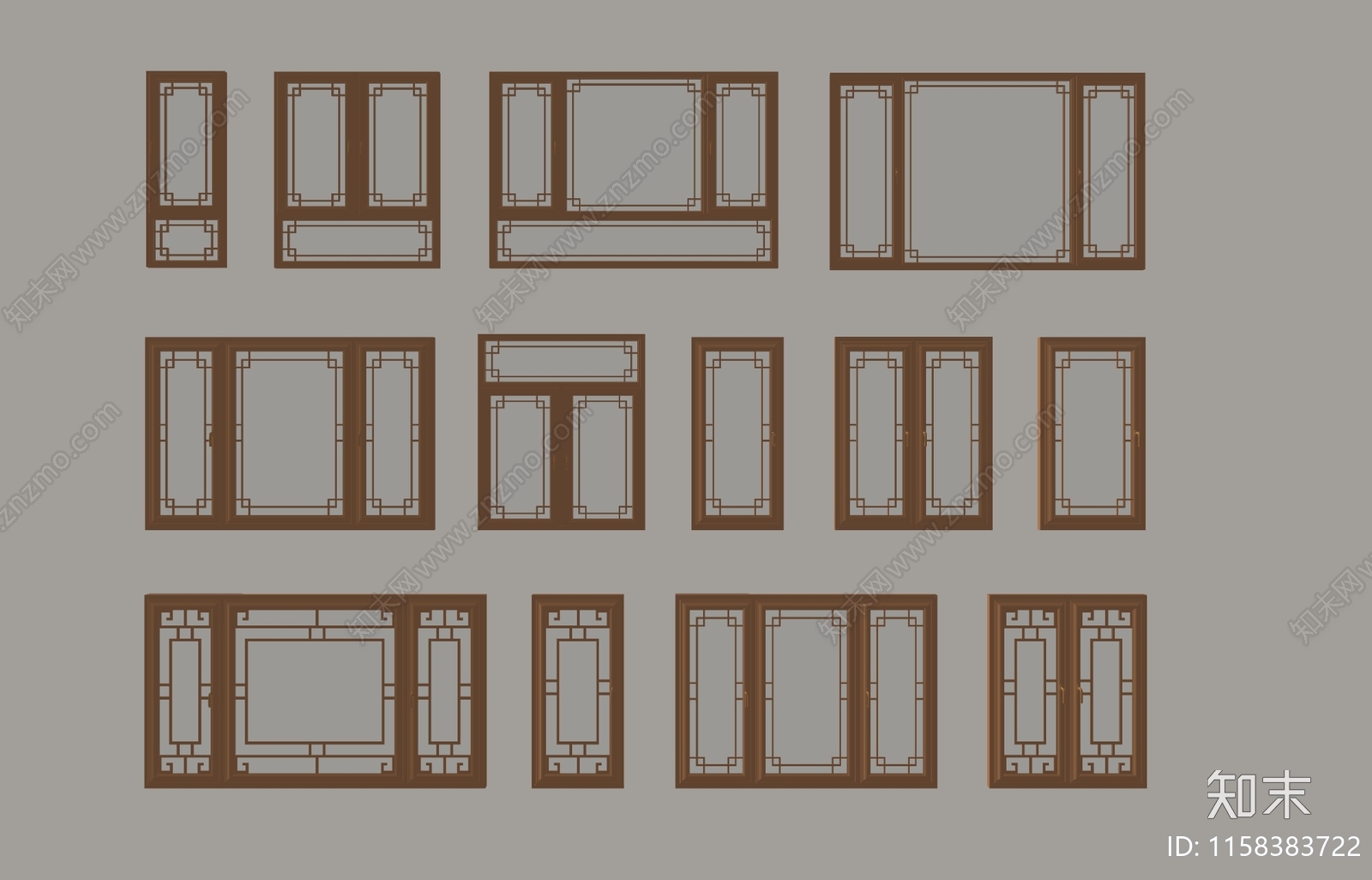 中式窗户SU模型下载【ID:1158383722】