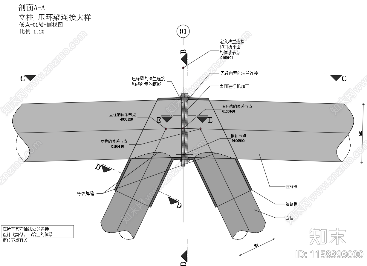 屋盖结构压环梁节点图施工图下载【ID:1158393000】