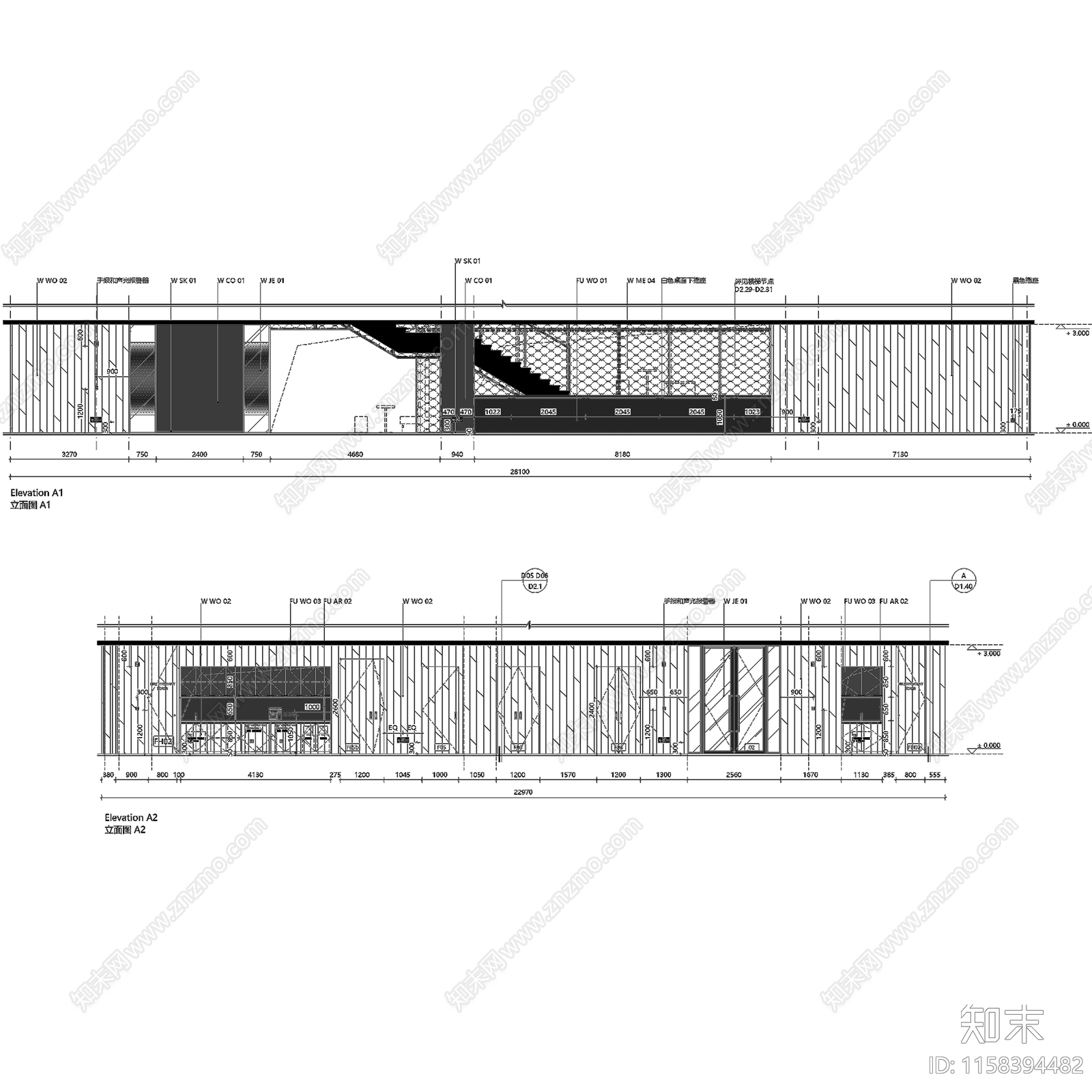 戴姆勒中国研发中心办公楼室内工装cad施工图下载【ID:1158394482】