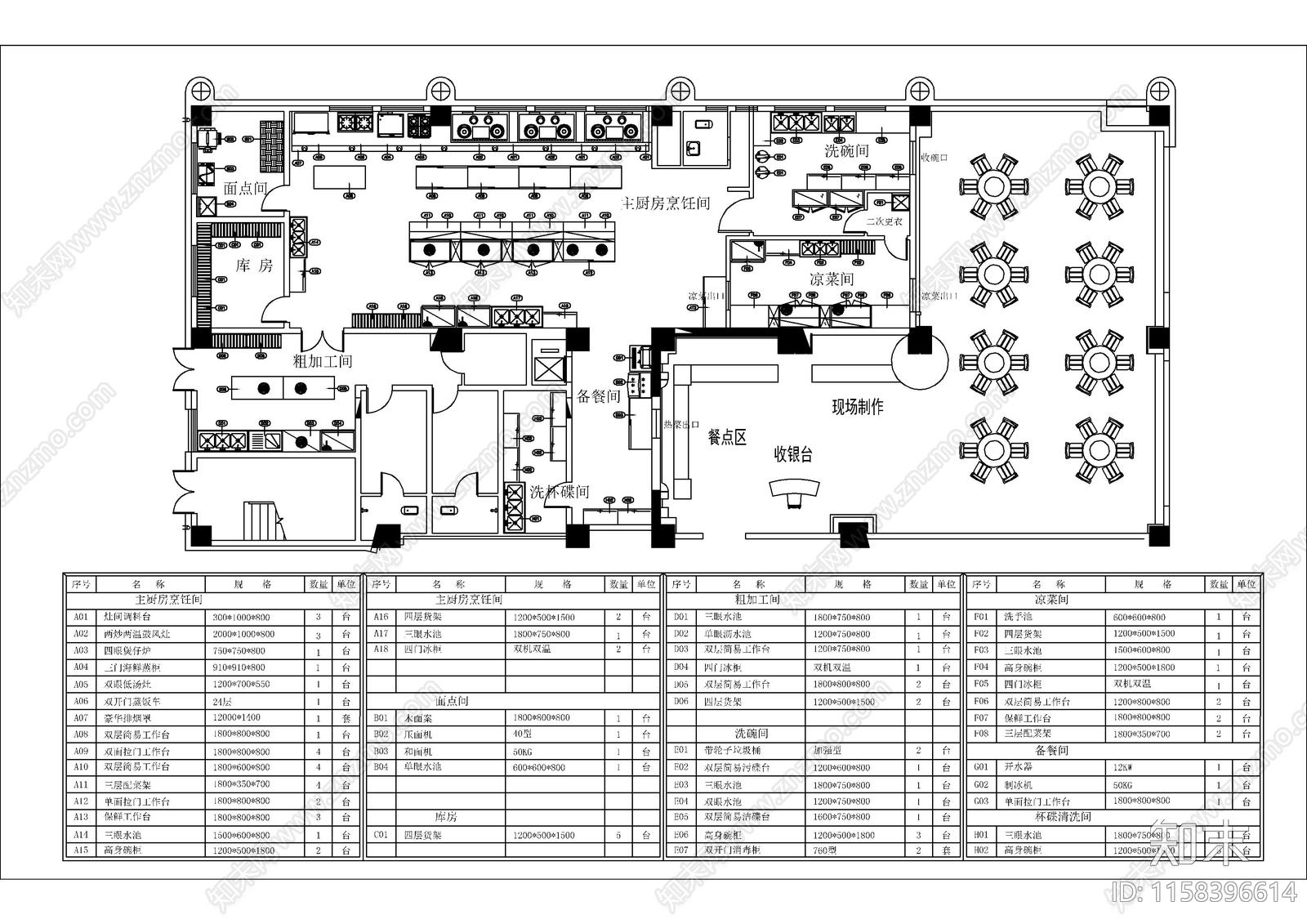 80套常用厨房布置图库大全cad施工图下载【ID:1158396614】