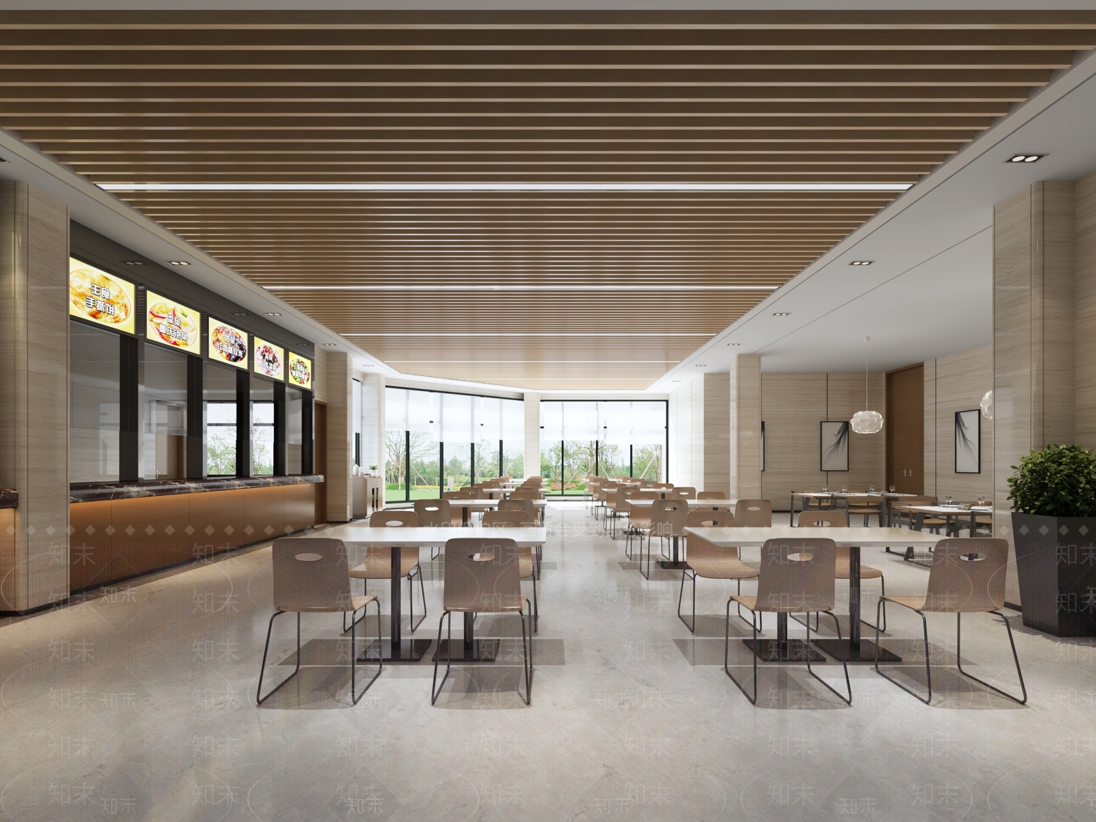 现代员工食堂3D模型下载【ID:1158396893】