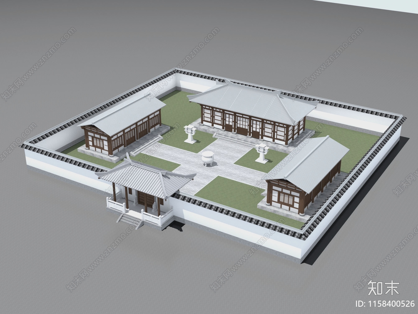 中式古建汉代庭院3D模型下载【ID:1158400526】