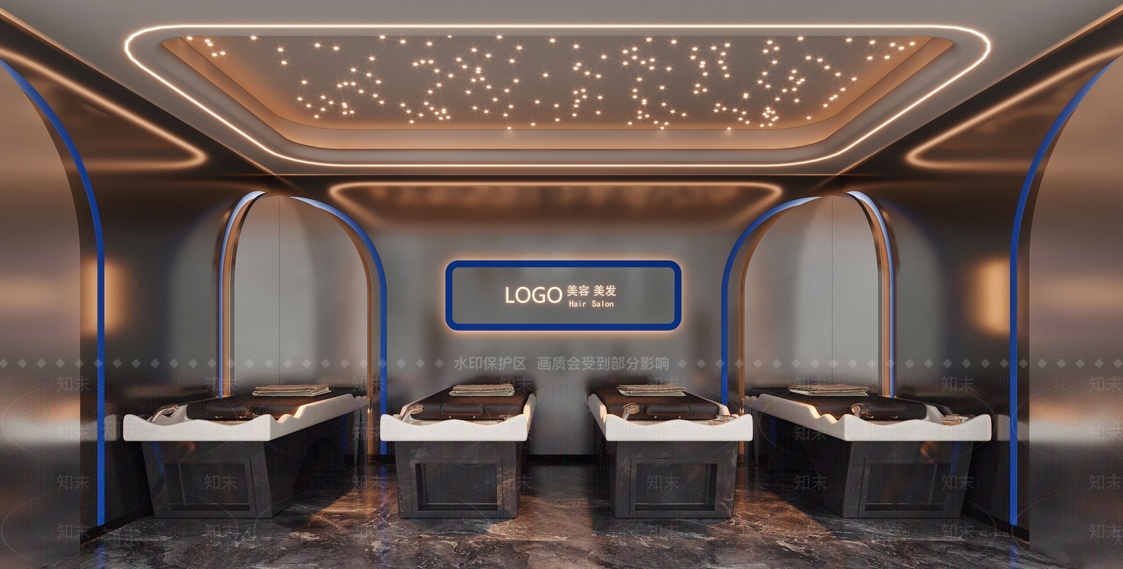 现代理发店洗头区3D模型下载【ID:1158402045】