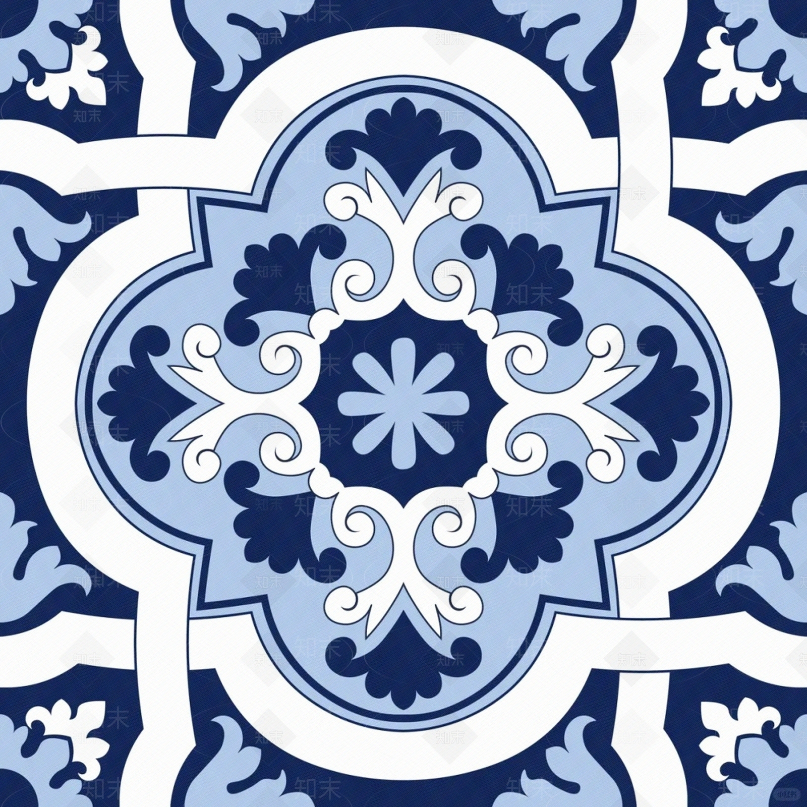 复古摩洛哥对称花纹样传统平铺图案贴图下载【ID:1158404025】