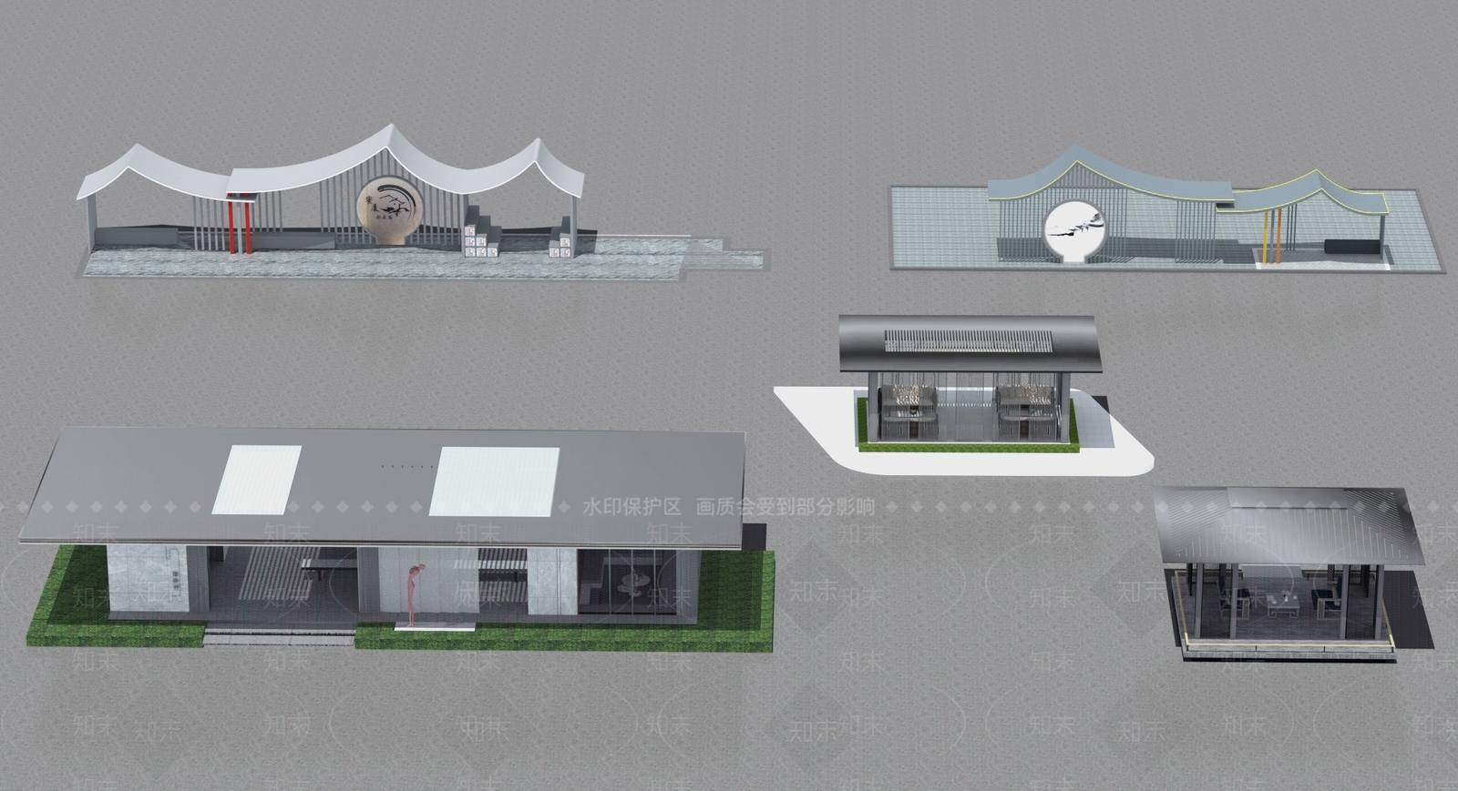 现代廊架3D模型下载【ID:1158405504】