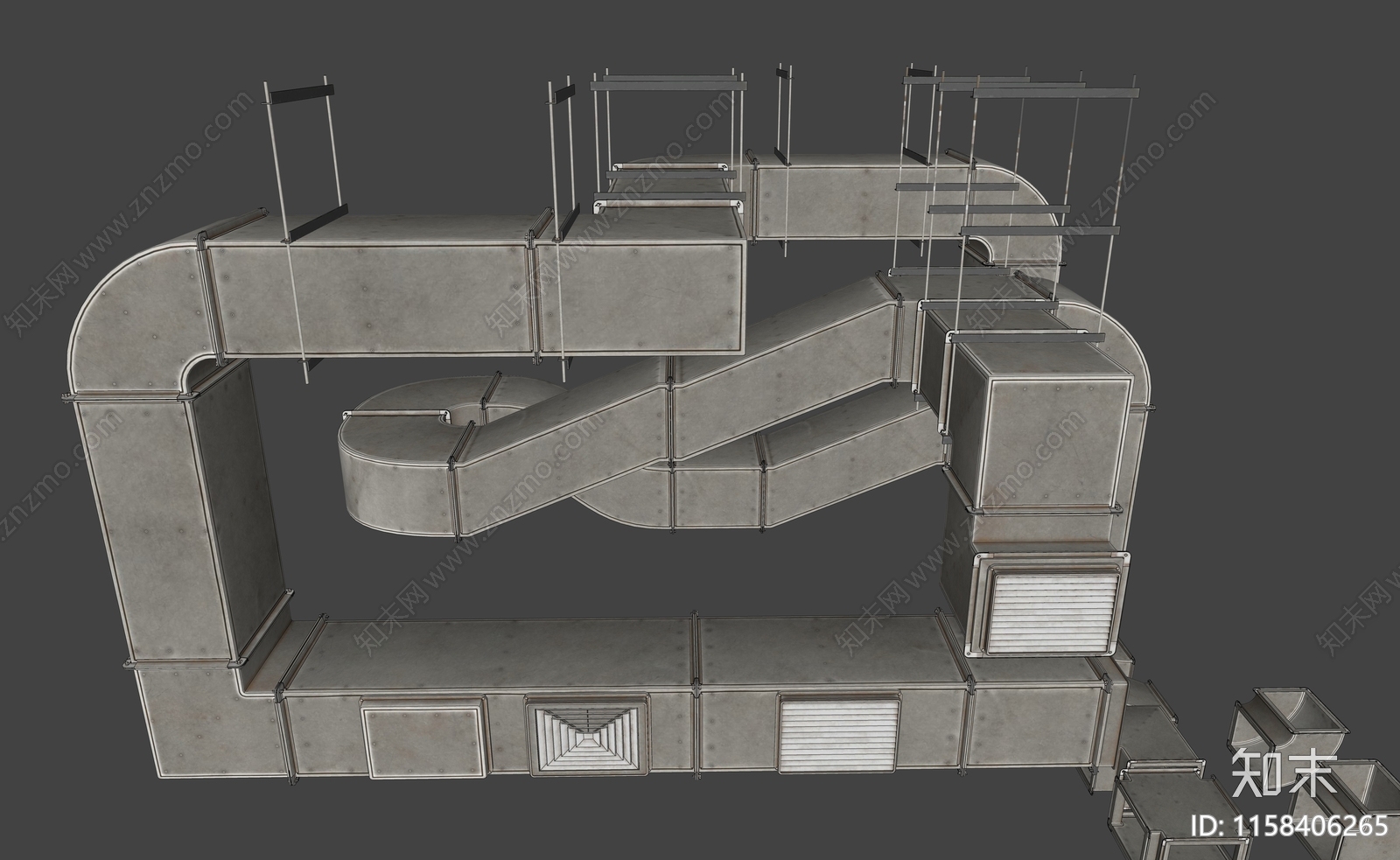 现代老旧烟机空调排风管道SU模型下载【ID:1158406265】