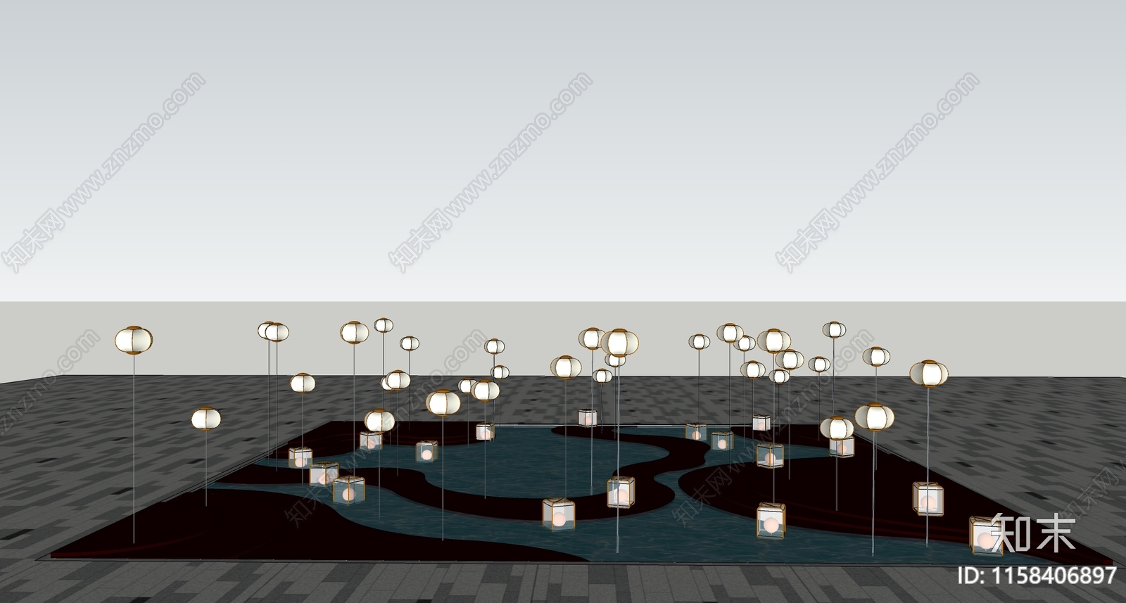现代景观灯具SU模型下载【ID:1158406897】