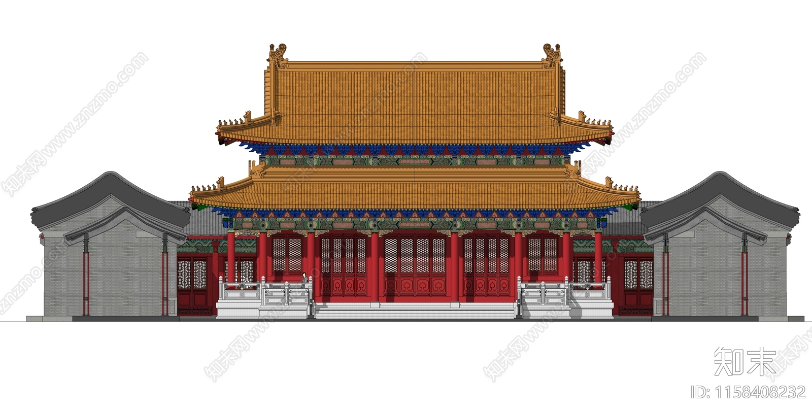 中式东方古代建筑SU模型下载【ID:1158408232】