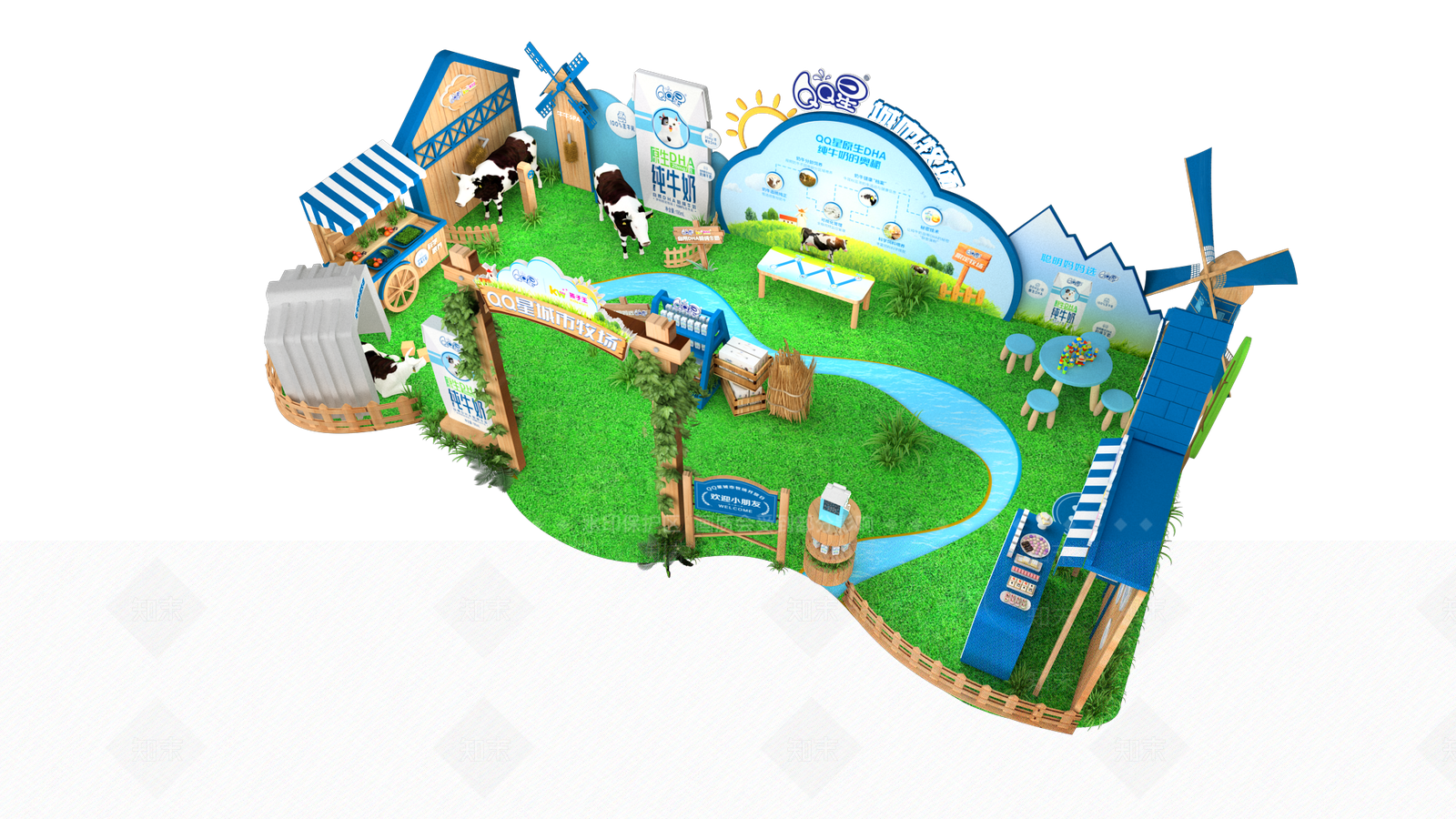 现代伊利路演快闪店展览展示美陈3D模型下载【ID:1158412249】