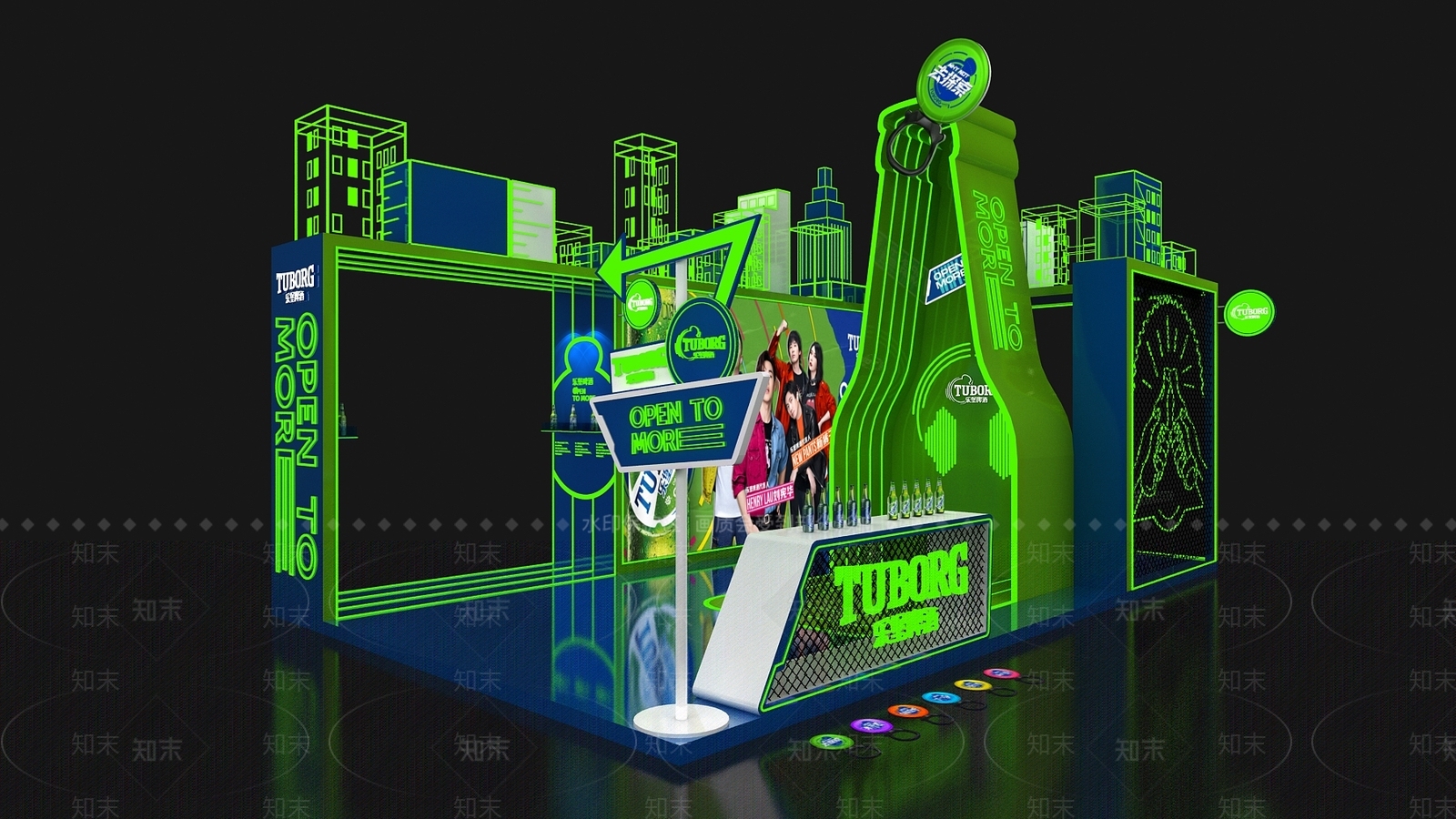 现代啤酒路演快闪店展台展览展示美陈3D模型下载【ID:1158412631】