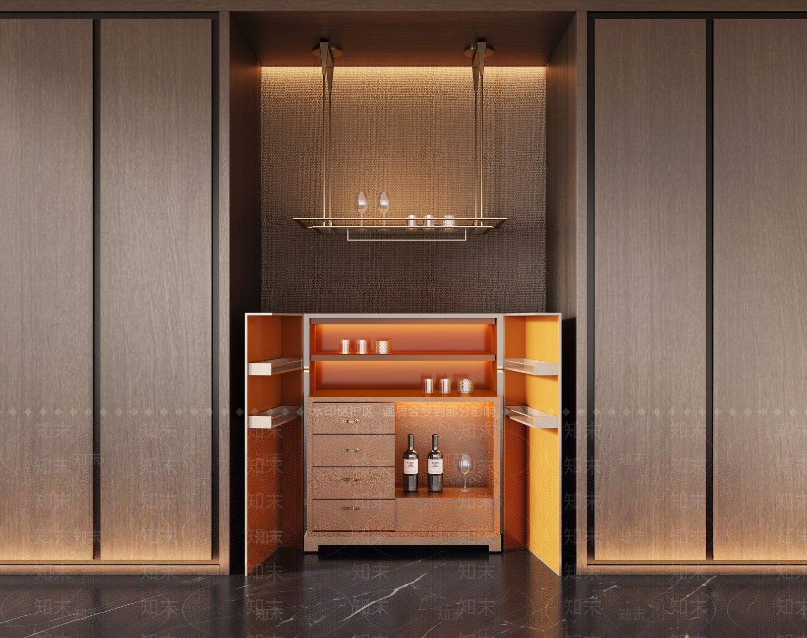 现代迷你吧酒柜3D模型下载【ID:1158413180】