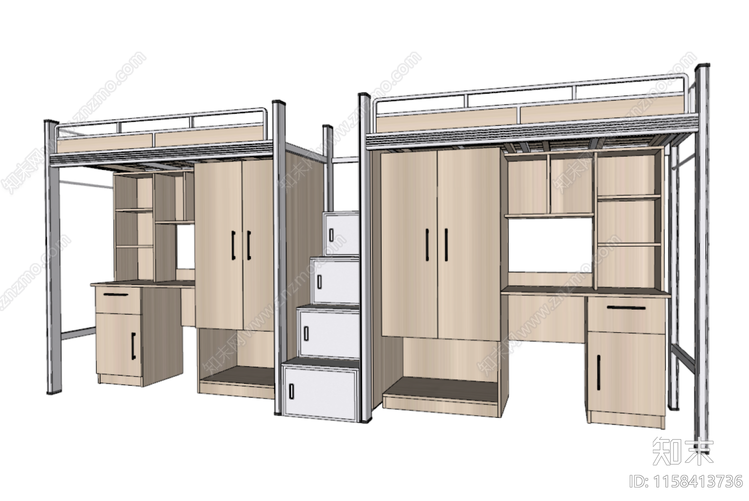 现代双层床SU模型下载【ID:1158413736】