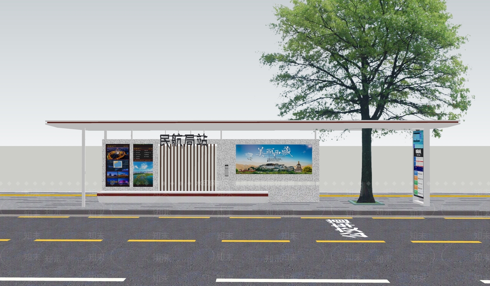 现代风格公交站台SU模型下载【ID:1158417747】