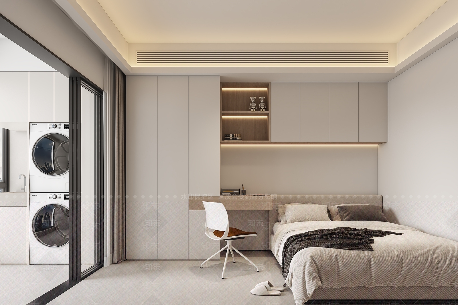 现代极简卧室榻榻米房卧室通用小孩房3D模型下载【ID:1158420286】