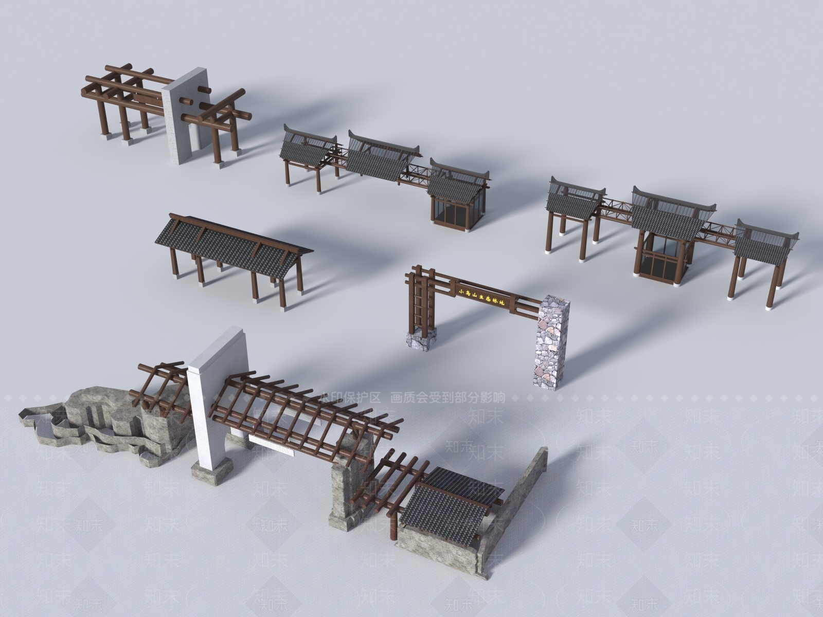 中式门头入口SU模型下载【ID:1158423359】