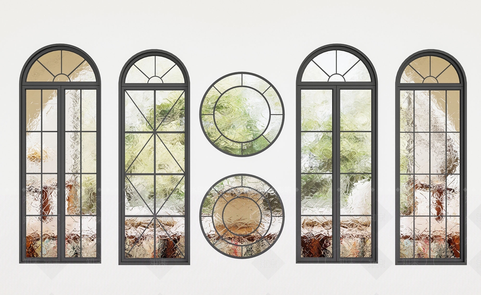 法式落地窗弧形窗圆形窗3D模型下载【ID:1158423808】