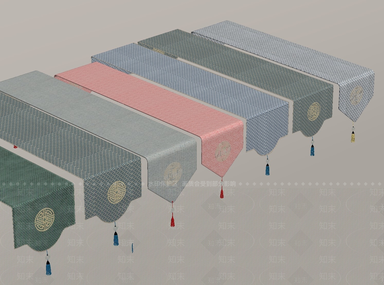 新中式桌布SU模型下载【ID:1158426266】