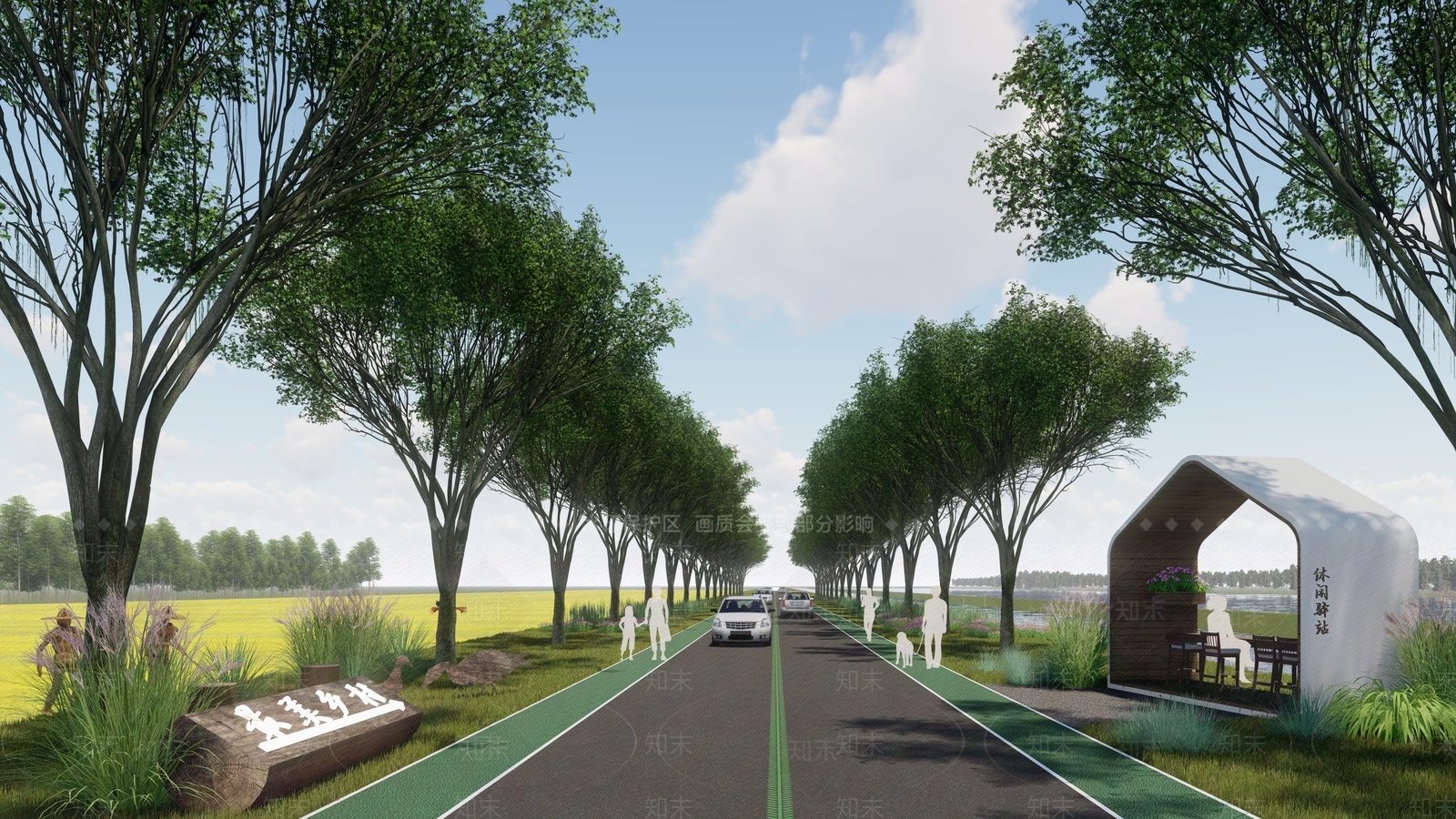 现代道路景观SU模型下载【ID:1158428296】