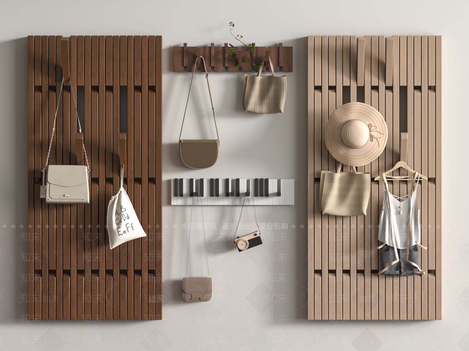 现代钢琴键洞洞板衣架SU模型下载【ID:1158431481】