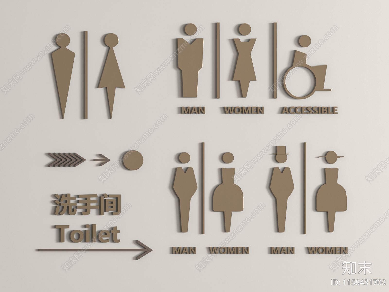 现代卫生间指示牌SU模型下载【ID:1158431703】