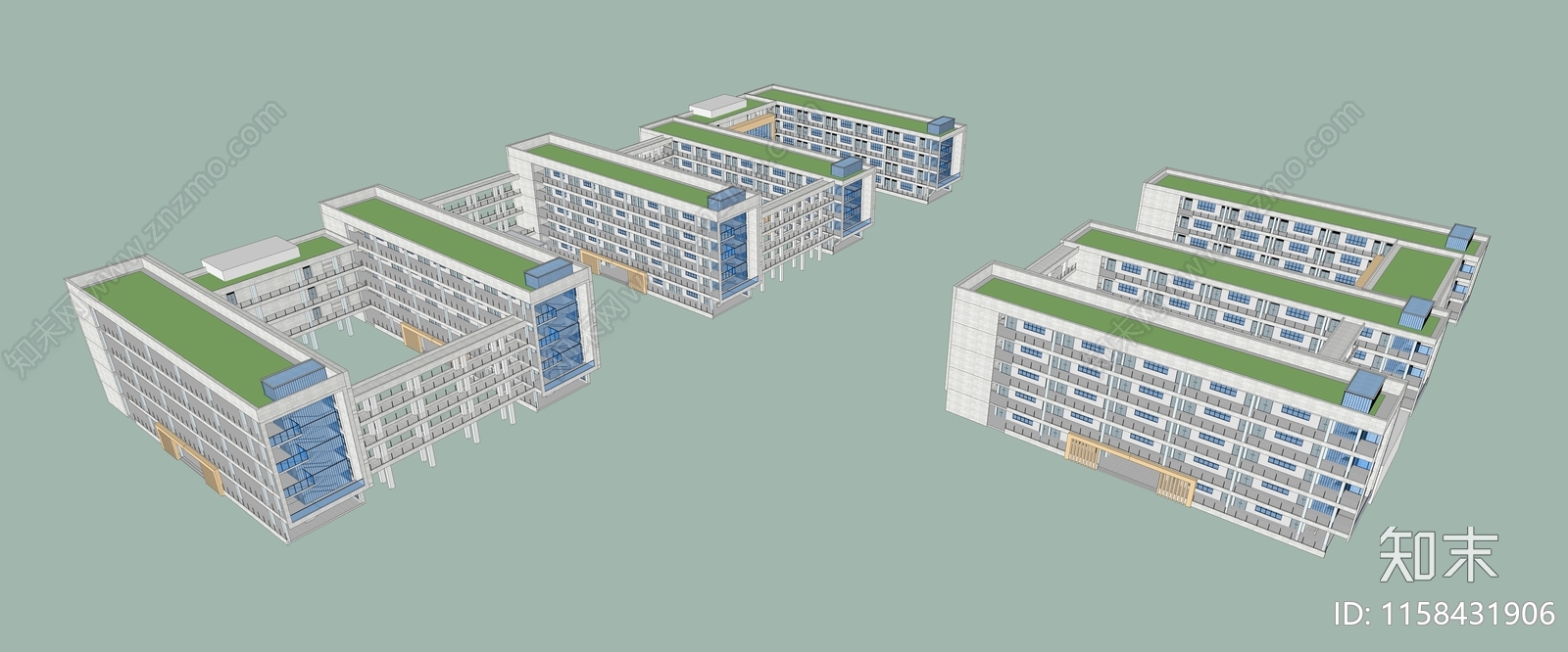 现代小学教学楼建筑SU模型下载【ID:1158431906】