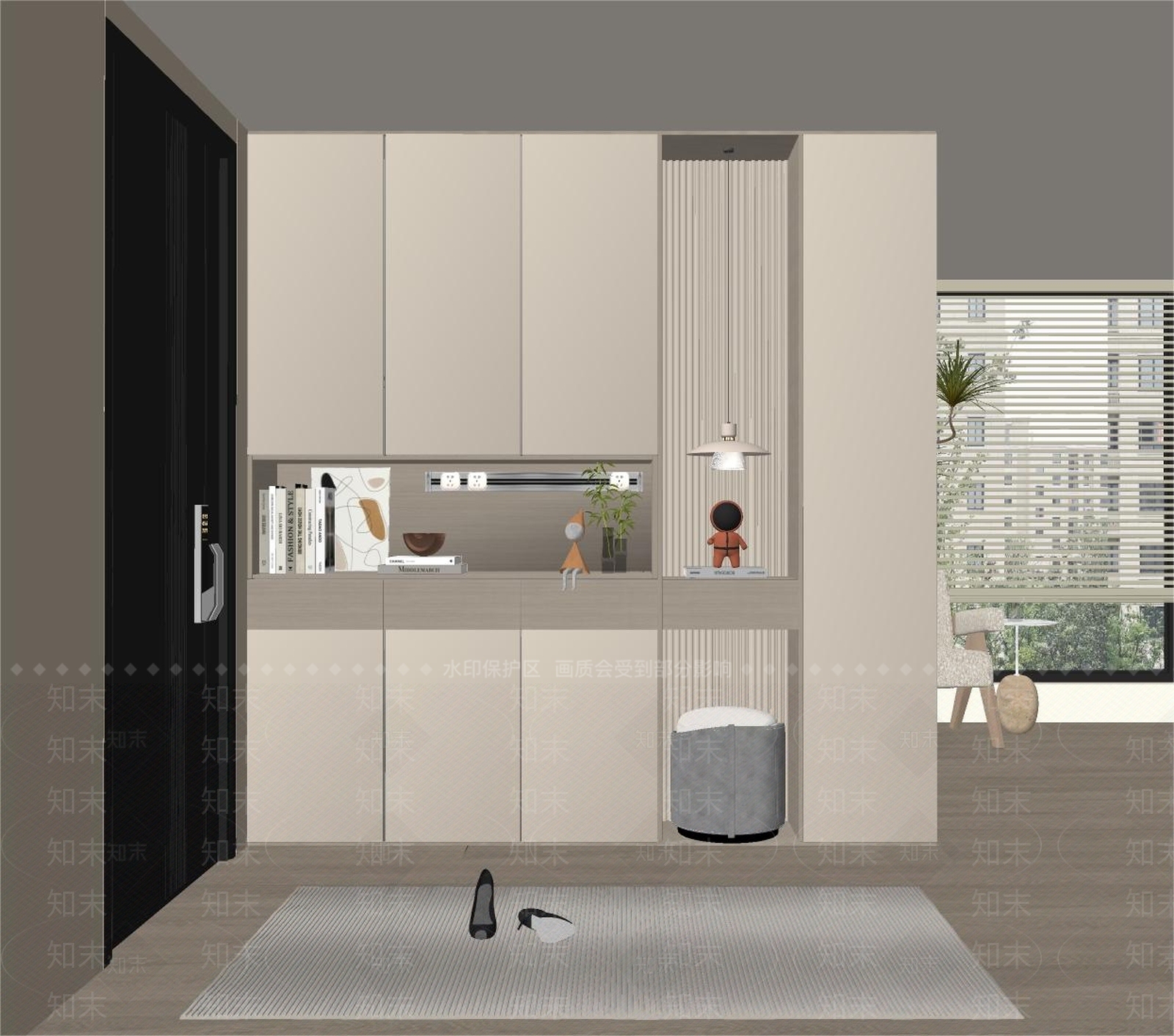 现代奶油风鞋柜SU模型下载【ID:1158432341】