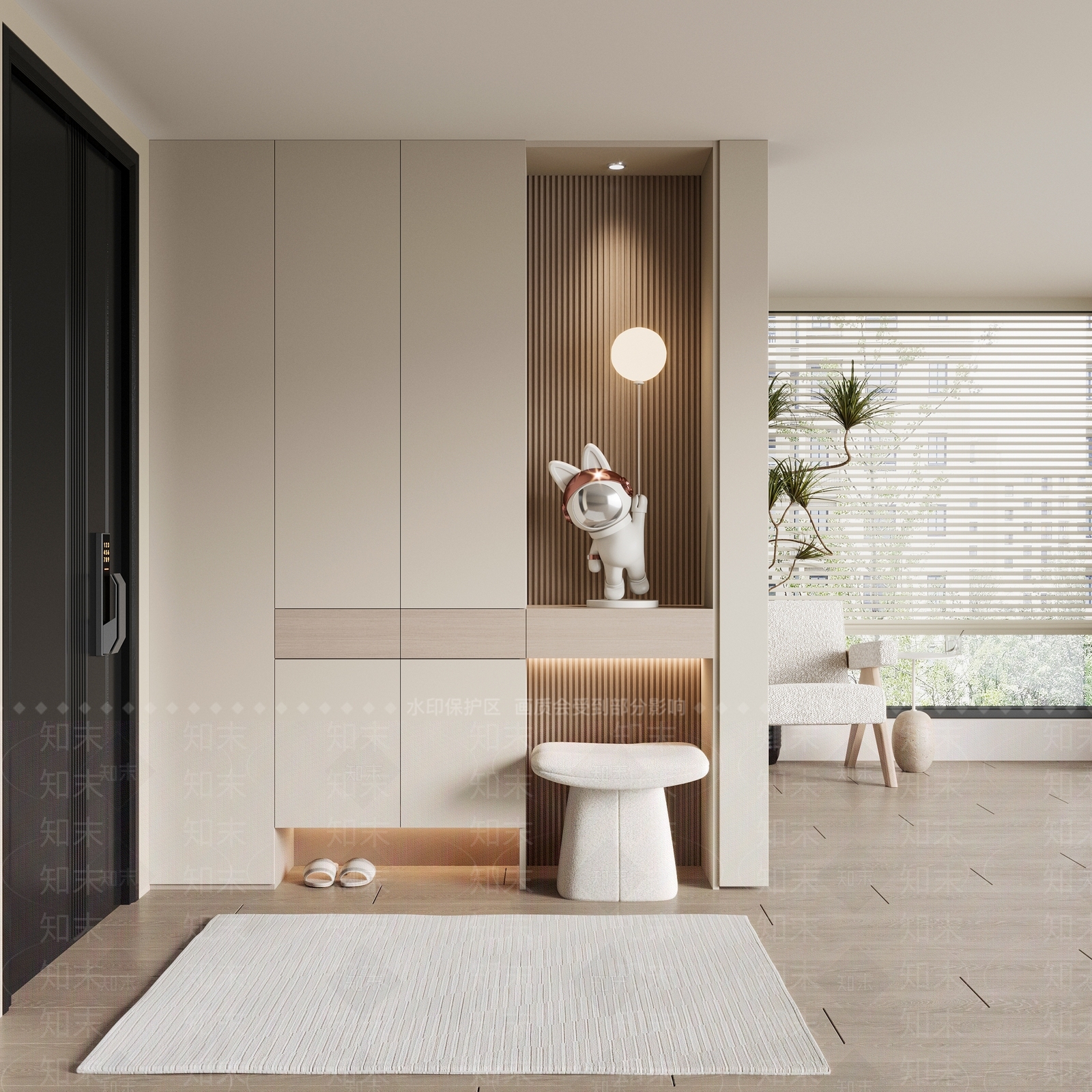 现代奶油风鞋柜SU模型下载【ID:1158432475】