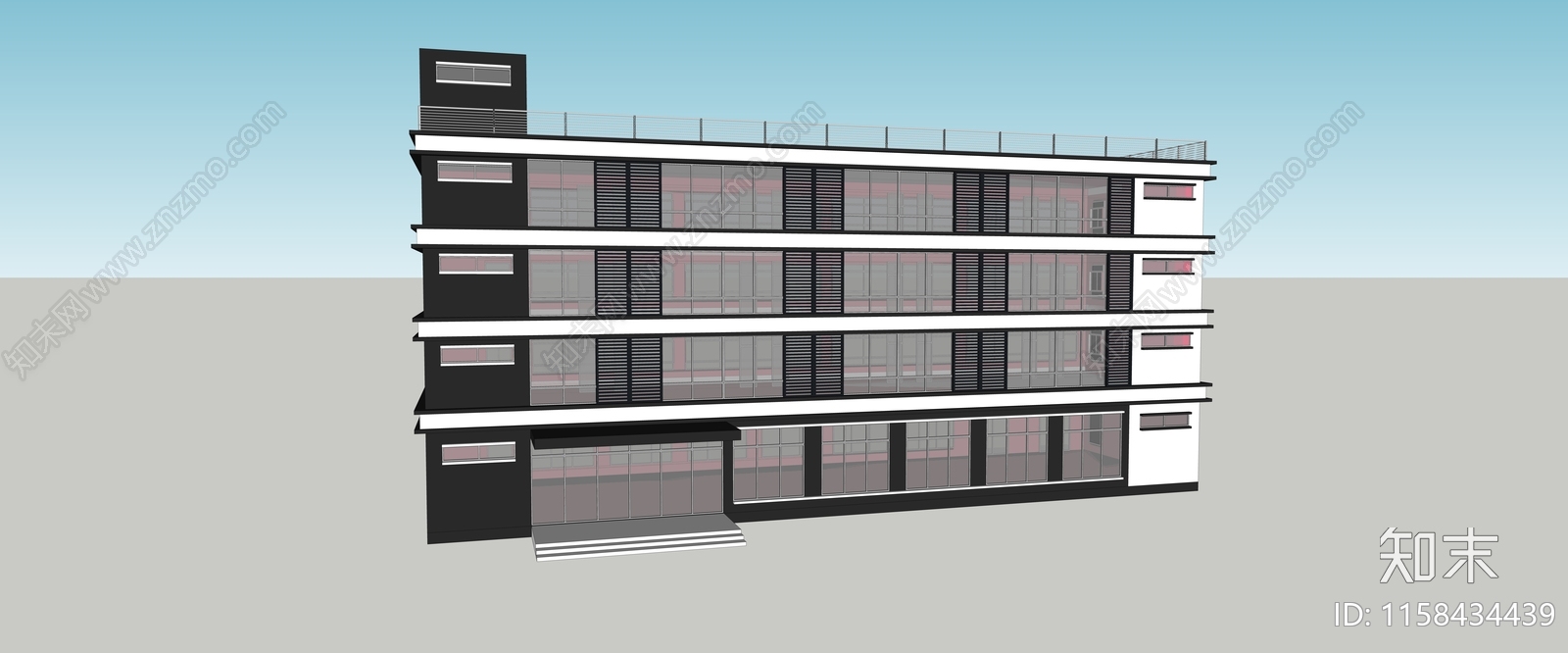 现代员工宿舍楼SU模型下载【ID:1158434439】